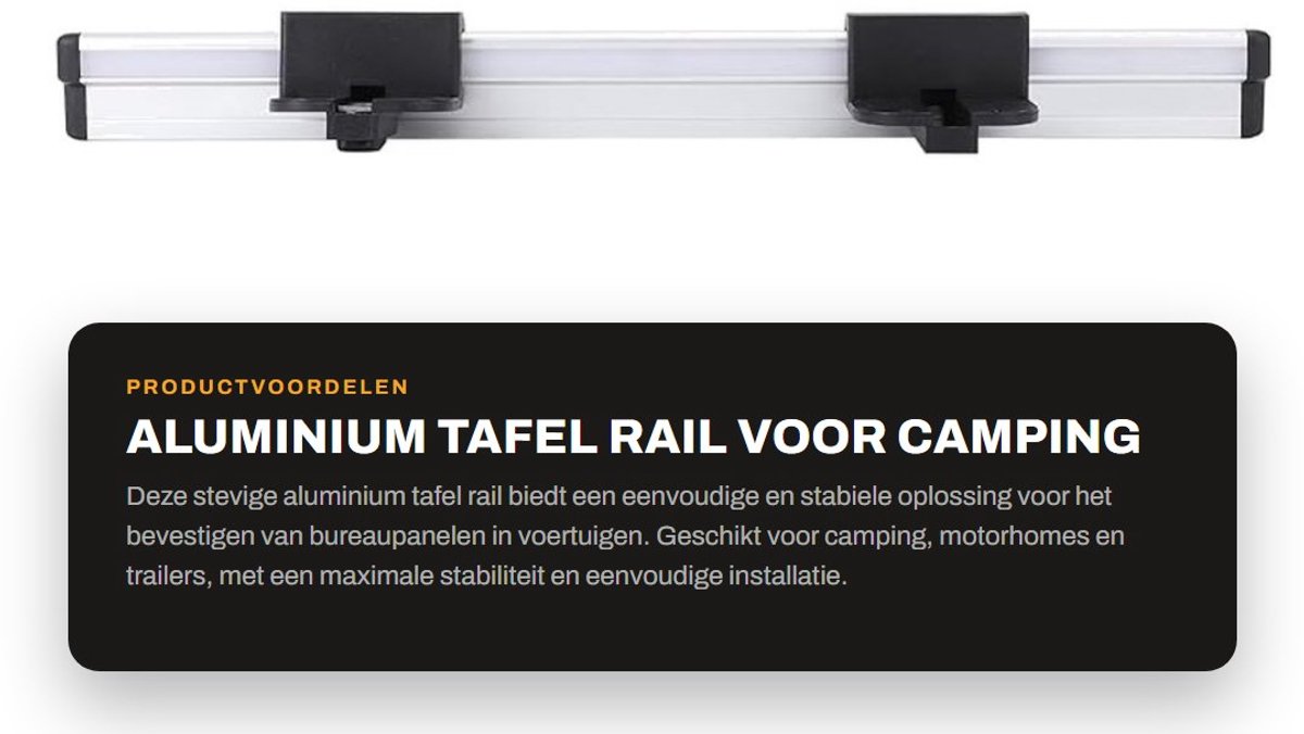Dailygoods- Tafelrail Stevige Houder - Aluminium - Eenvoudige Installatie - Duurzaam - Voor Werkruimte/Keuken - Maximale Stabiliteit 500 mm - Railhouder
