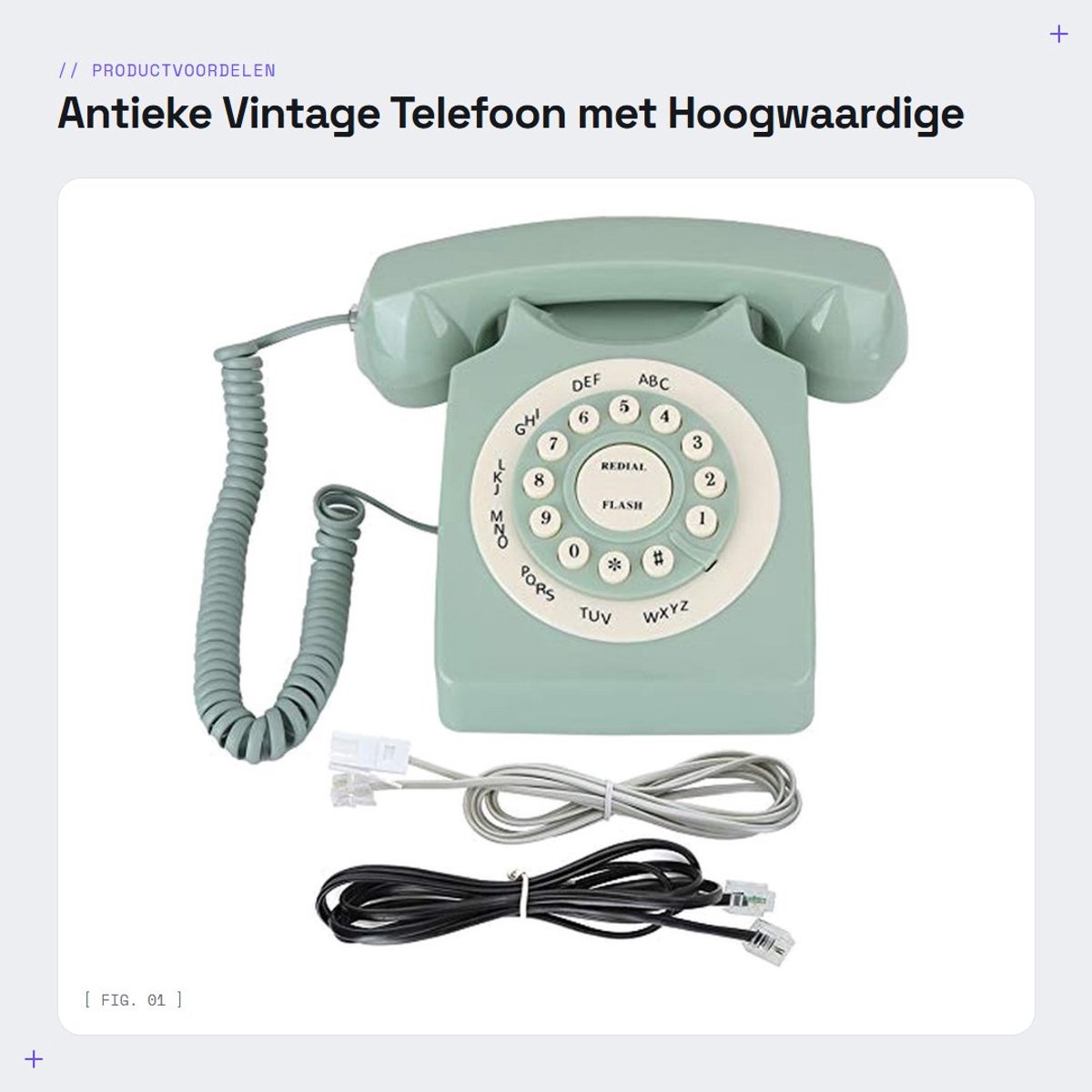 Dailygoods- Vaste Telefoon Vintage - ABS-materiaal - Hoge Gesprekskwaliteit - Groot Toetsenblok - Thuiskantoor - Stevig en Duurzaam