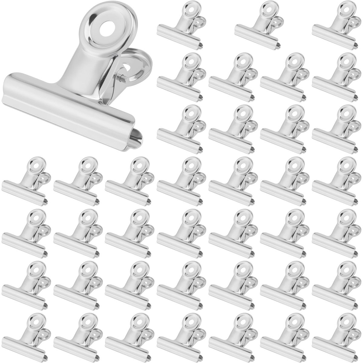 Dailygoods- Bulldog-Clips 50 mm - 40 Stuks - Roestvrij Staal - Zilveren Klemmen - Voor Documenten/Foto-Ophang - Duurzaam en Stevig - Paperclips