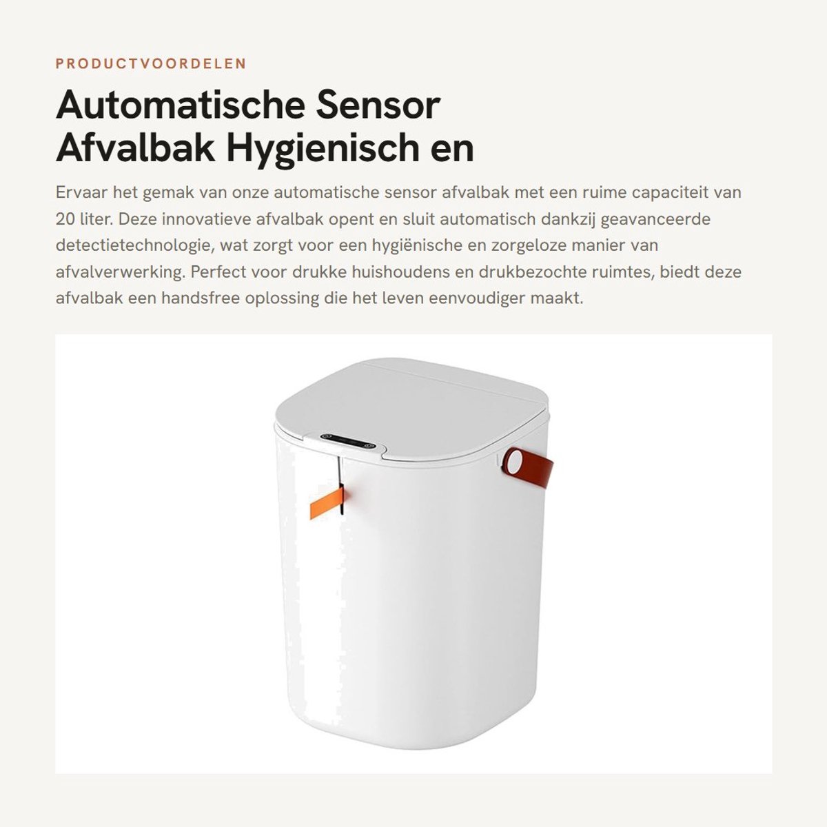 Dailygoods- Afvalbak 20 liter - Prullenbak met sensor - Automatische opening - Afvalbak voor badkamer/keuken - Hygienisch afvalbeheer - Handenvrij gebruik