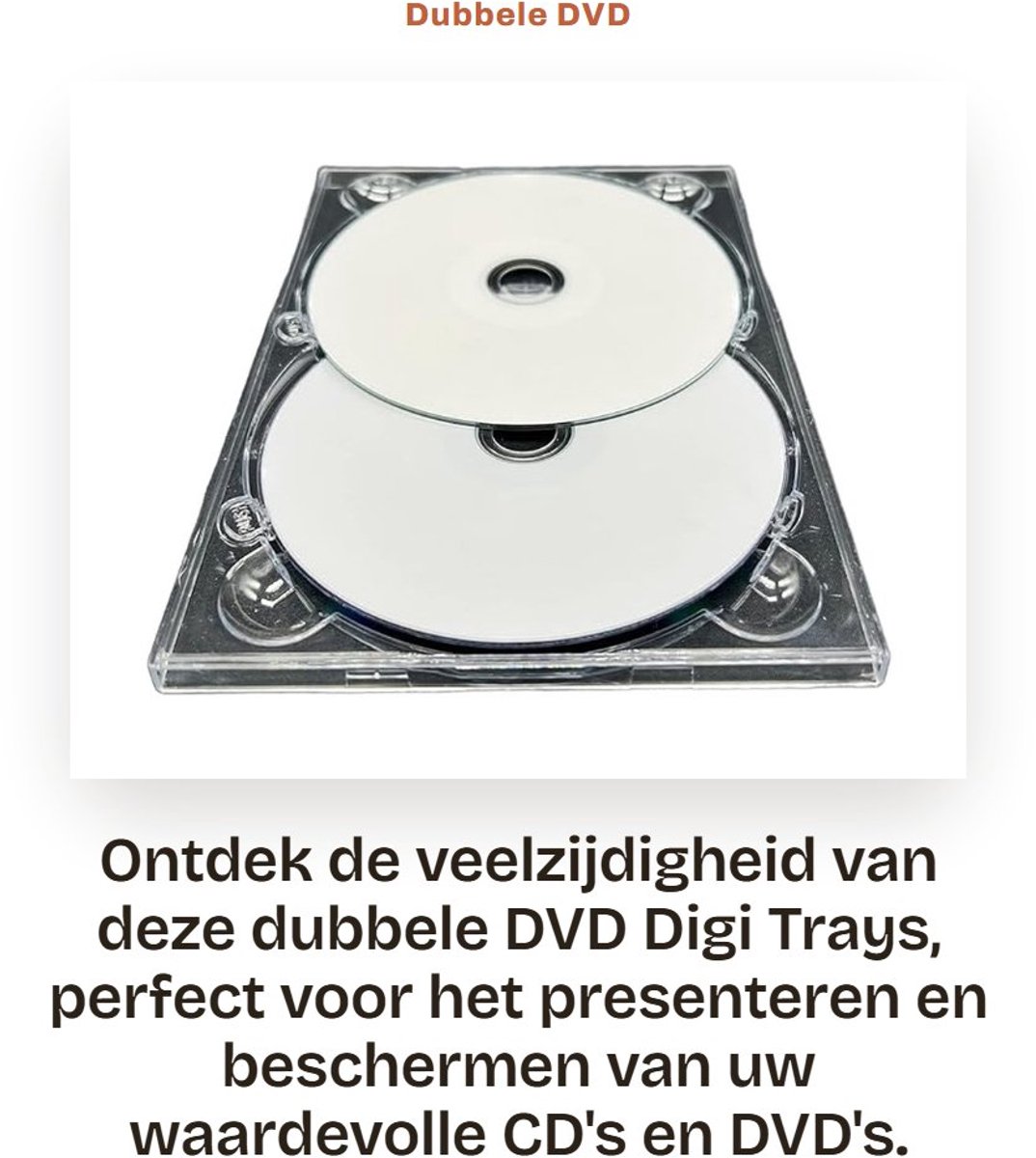 Dailygoods- DVD Tray - 10 x Dubbele DVD Tray - Glanzend Helder Materiaal - Kwaliteit Product - Houdt 2 Schijven - Flexibele Lade - Dvd Houder