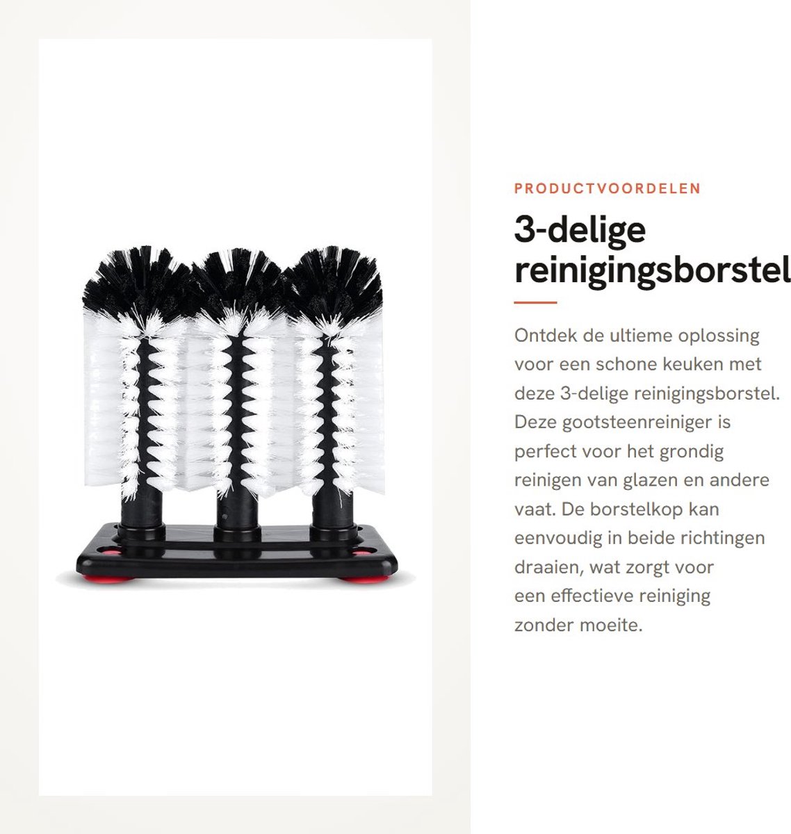 Dailygoods- Reinigingsborstel 3-delig - Gootsteenreiniger - Flessenreiniger - Nylon Materiaal - Antislip Zuignap - Gemakkelijk te Reinigen - Flessenborstel