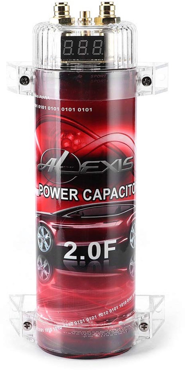 Dailygoods - Rode LED automatische uitschakeling - Audio Power Capacitor - 2.0 Capaciteit - Condensator voor auto - Geschikt voor systemen tot 2000W