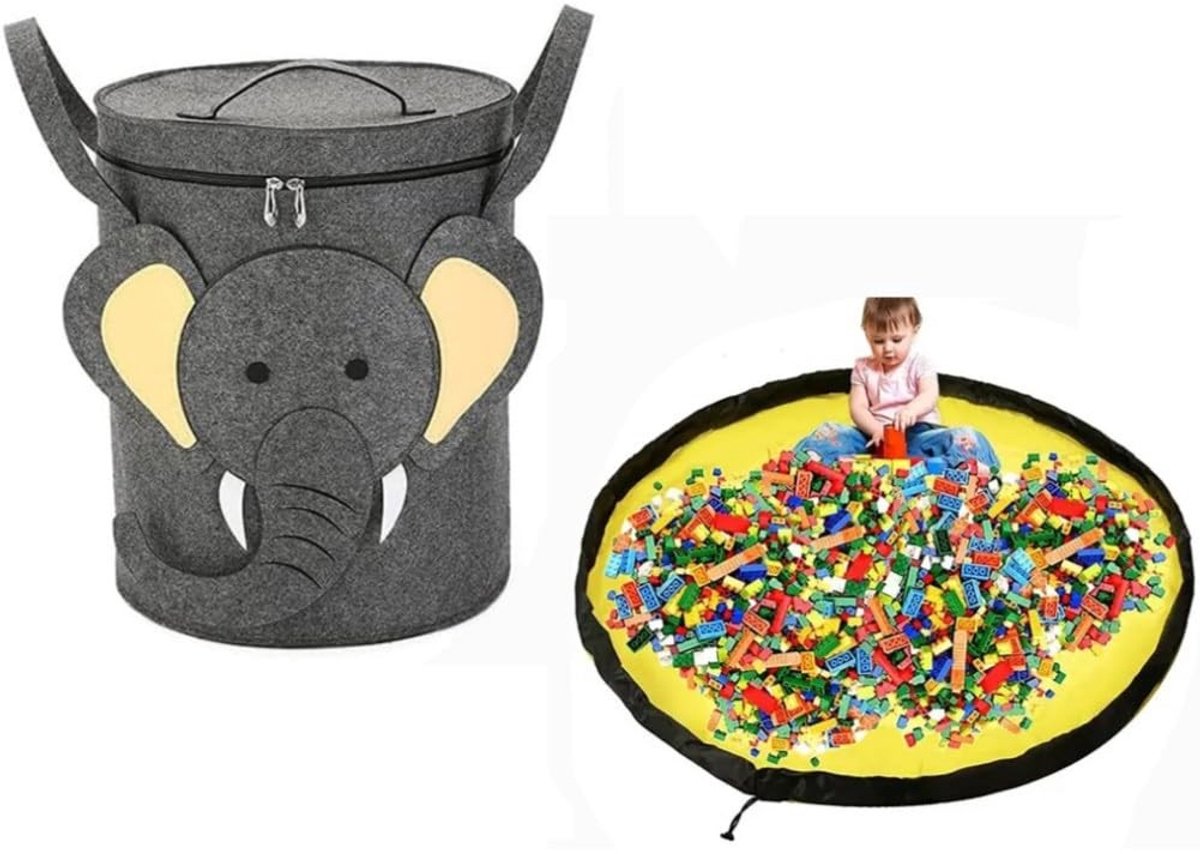 Dailygoods- Opbergzak - Opbergzak met speelmat - Speelmat voor speelgoed - Organiser voor speelgoed - Opvouwbaar - Duurzaam materiaal met rits