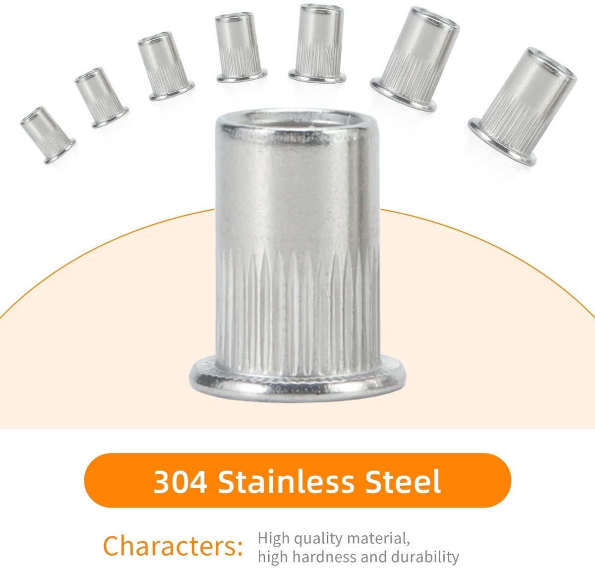 Dailygoods- Klinkmoer 100 stuks - Roestvrij Stalen Afwerking - Grote Verzonken Kop - Verticale Kartelmoer - Trekklinkmoer - M12 - Moer