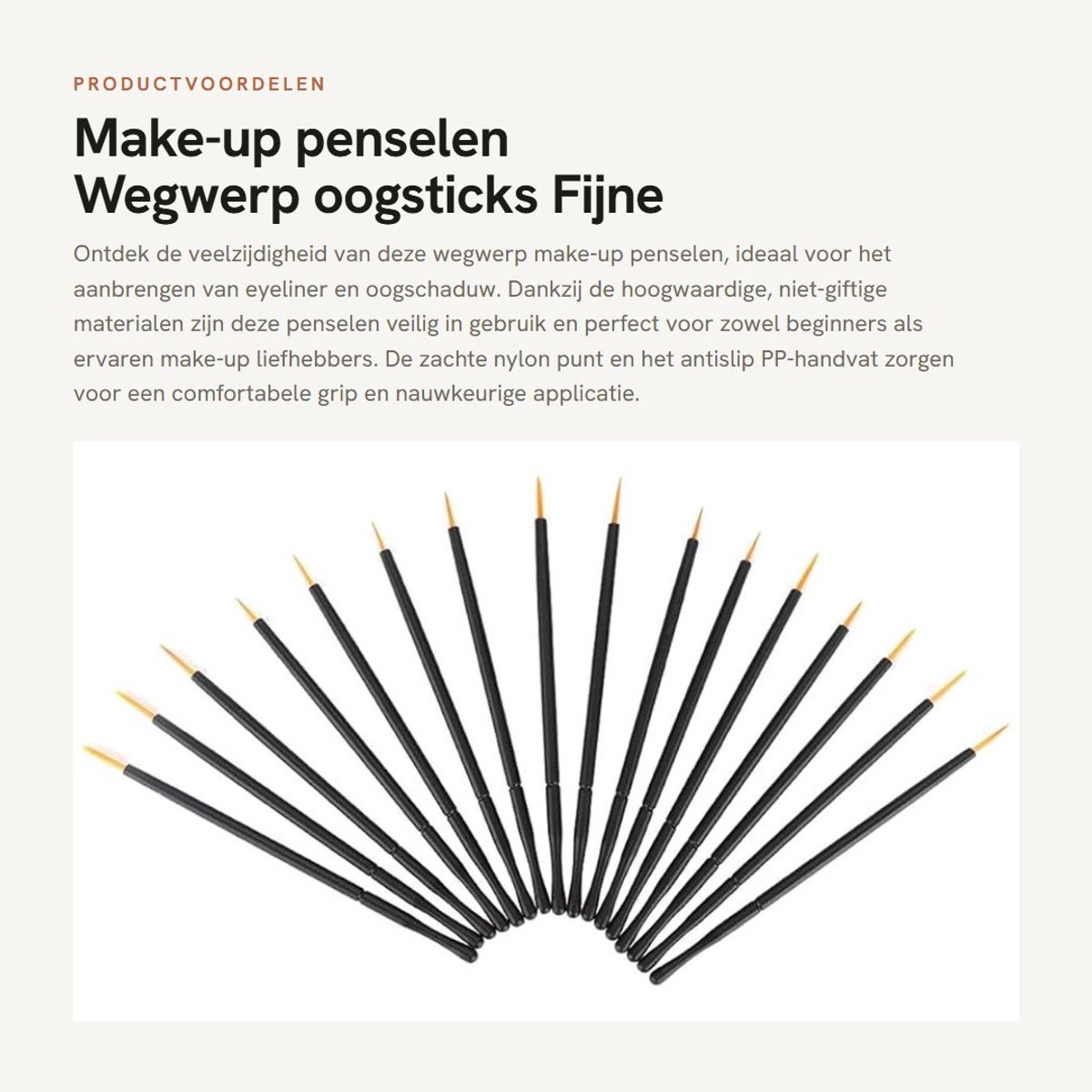 Dailygoods- Make-up Penselen - 100 Wegwerp Oogsticks - Nylon Punt - Antislip PP Handvat - Draagbaar Formaat - Professioneel/Huisgebruik - Eyeliner Kwasten