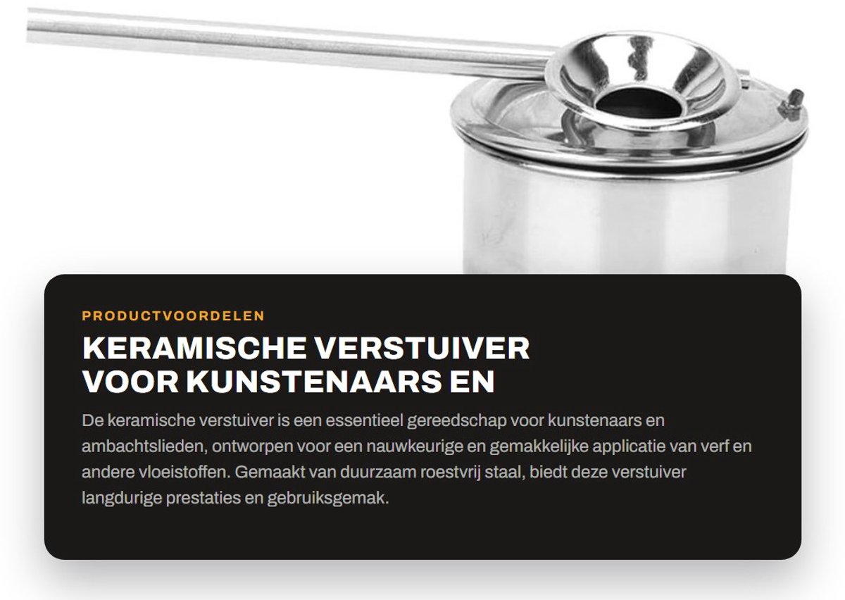 Dailygoods- Verstuiver Roestvrijstalen Keramisch - Spuitfles - Doseerfles - Kunstgereedschap - 200 Ml - Gemakkelijk schoon te maken