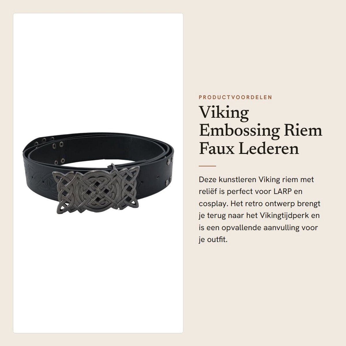 Dailygoods- Riem Kunstleer Viking-reliëf - Retro Riem - Middeleeuwse Krijger - LARP Cosplay - Comfortabel - Ademend