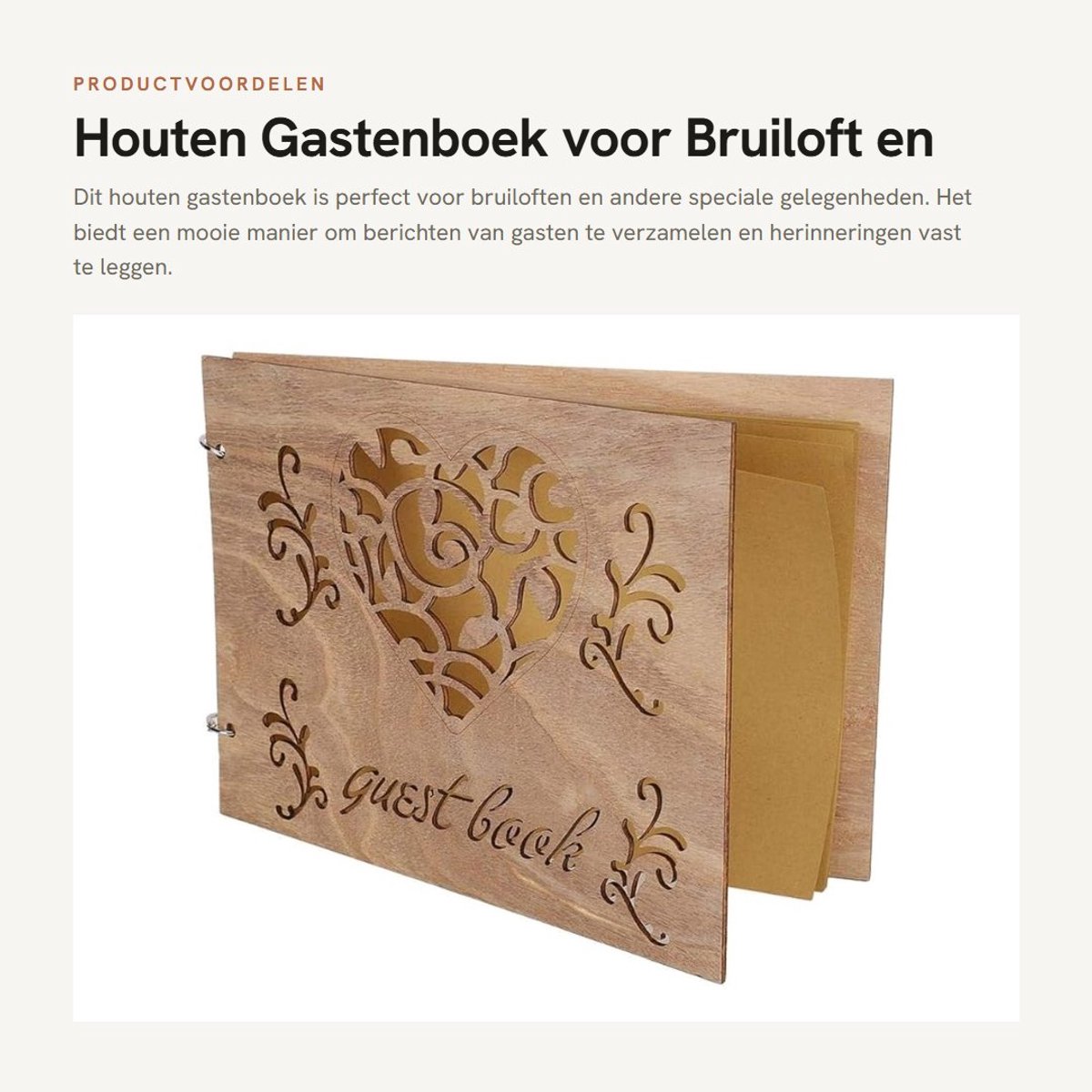 Dailygoods- Gastenboek Bruiloft - Houten Album - Decoratie - Evenement - Buxus - Europese Stijl - 100% Gloednieuw - Bruiloftalbum