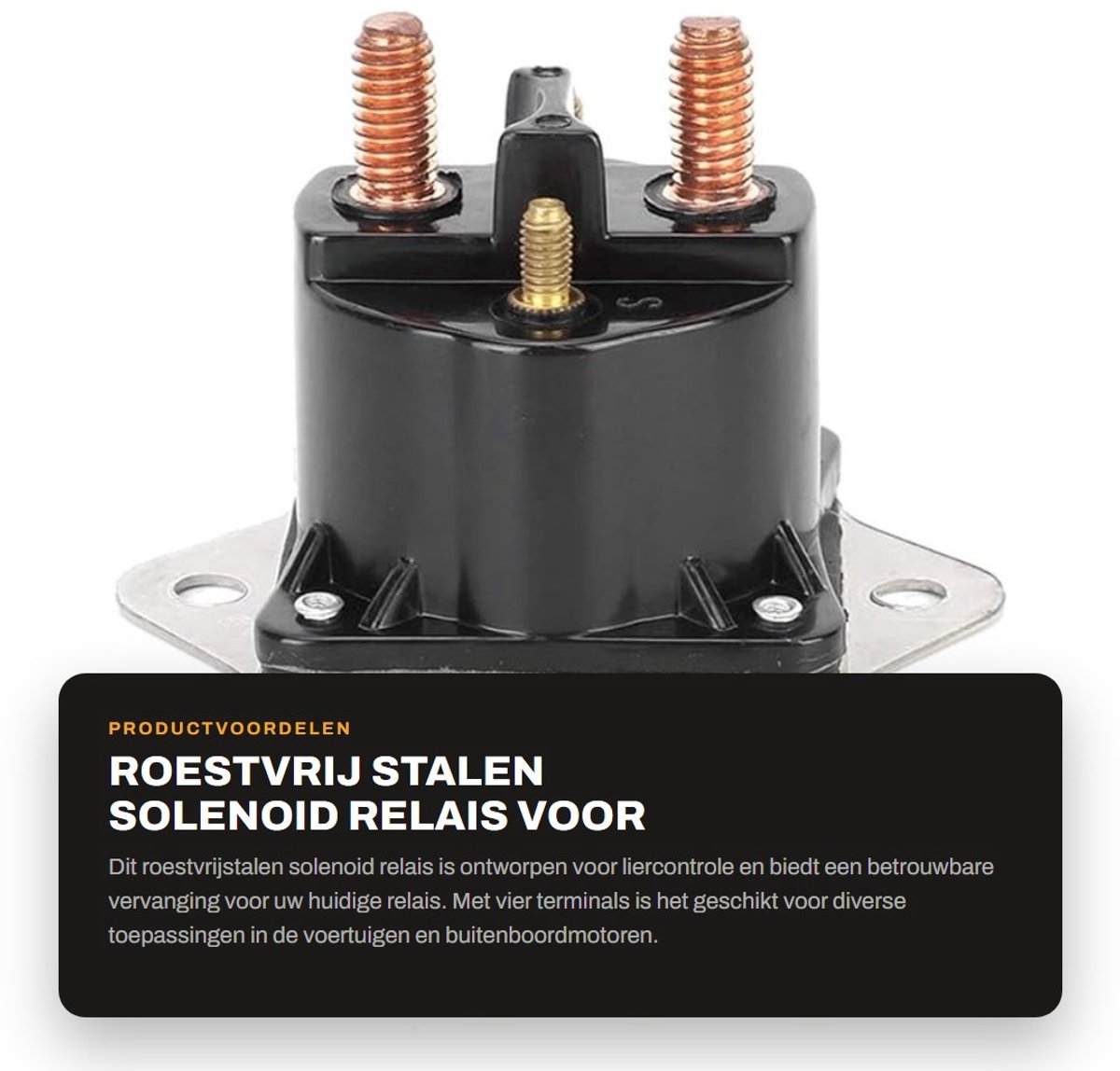 Dailygoods- Lier Relais Roestvrij Staal 4 Terminal - Solenoïde Relais - 12V - Vervangingsaccessoires - Geschikt voor Evinrude B80 - Toepassingen voor buitenboordmotor