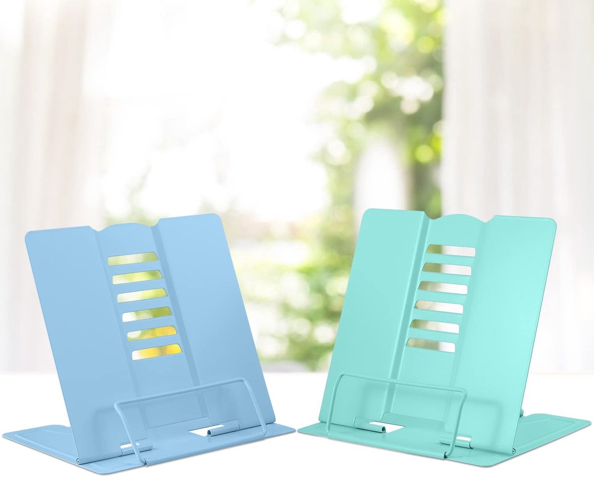 Dailygoods- Boekenstandaard Lichtgewicht - Verstelbaar - 2 Stuks - Kookboek/Leesboekhouder - Tablet/Mobiele Telefoon - Veelzijdig Gebruik - Boekhouder