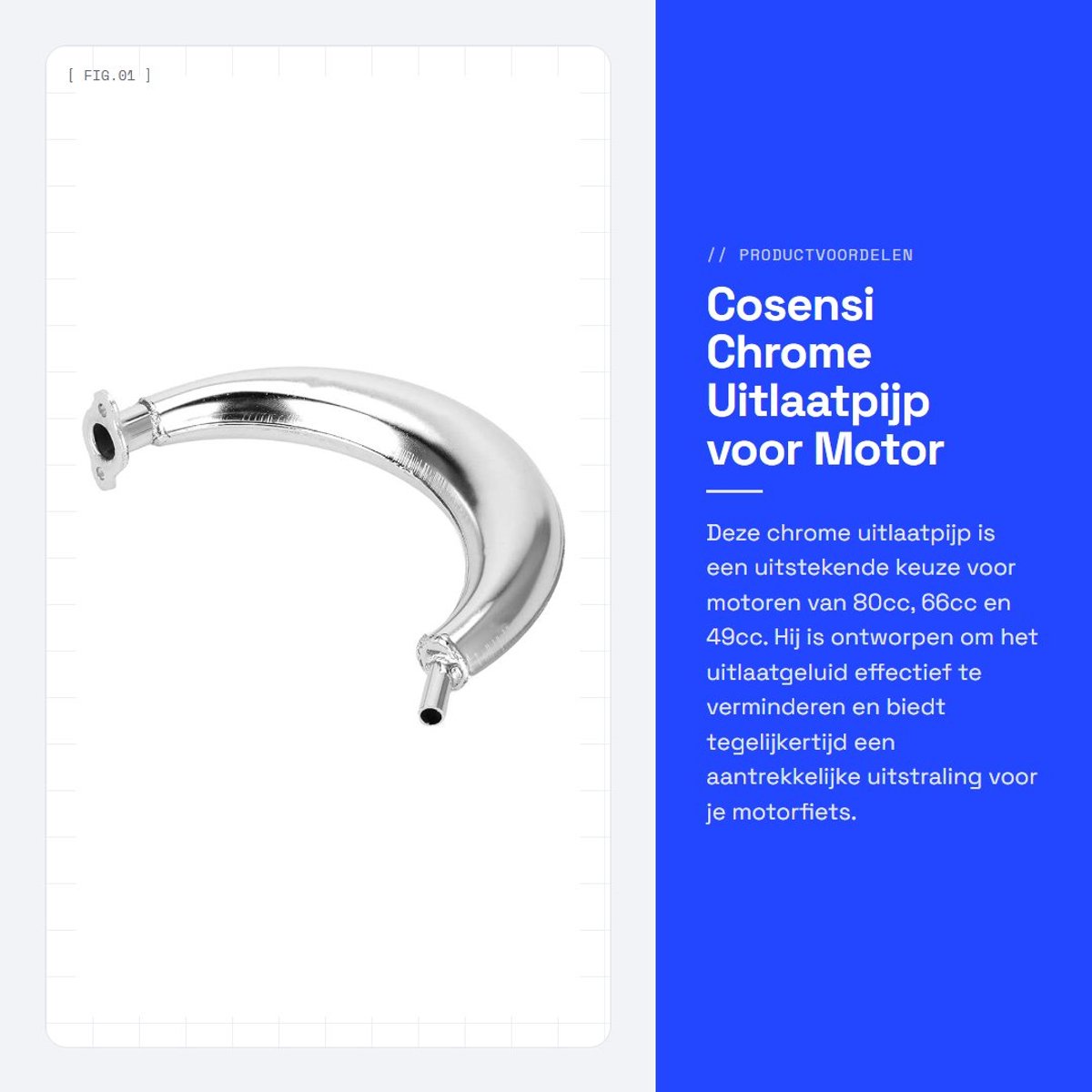 Dailygoods- Uitlaatpijp Chrome - Geluiddemper - Motorfiets Accessoires - Vervangen - 80cc/66cc/49cc - Hoogwaardig Metaal - Eenvoudige Installatie - Uitlaat