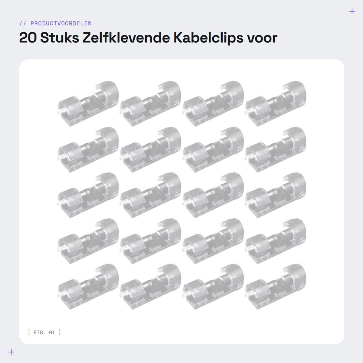 Dailygoods- Kabelclips 20 Stuks - Sterke Zelfklevende Klemmen - Duurzaam Kunststof - Kabelbeheer - Ruimtebesparend - Geschikt voor 7 mm Kabels - Kabelhouder