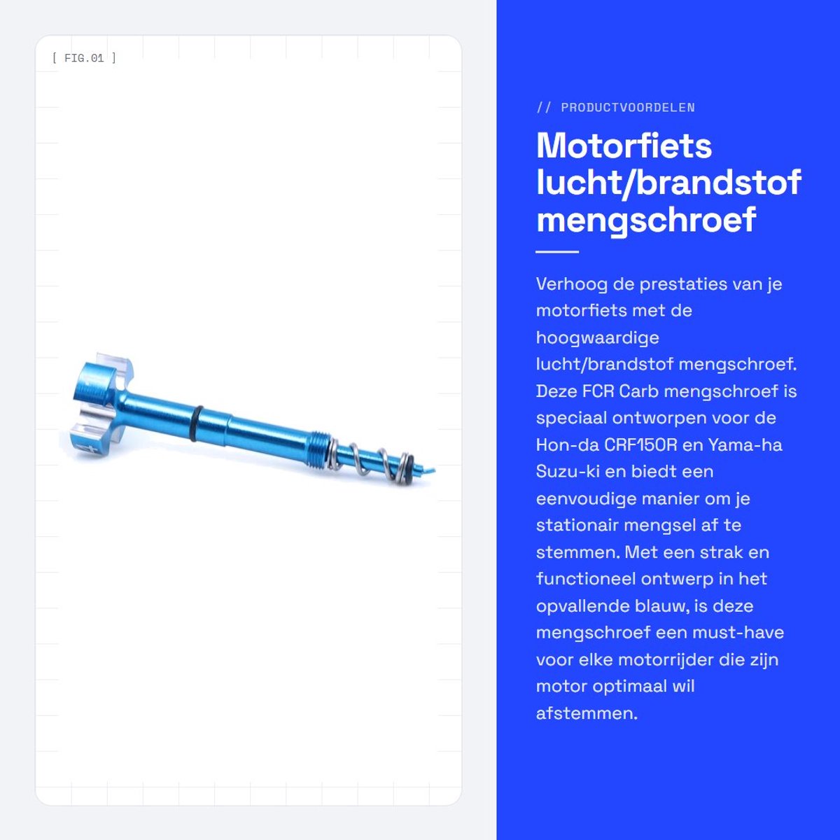 Dailygoods- Mengschroef Eenvoudig Aanpasbaar - Carburateur Reiniger - Carburateur Afstelgereedschap - Motorfiets Accessoire - Premium Aluminium - Voor Hon-da CRF150R/Yama-ha/Suzu-ki