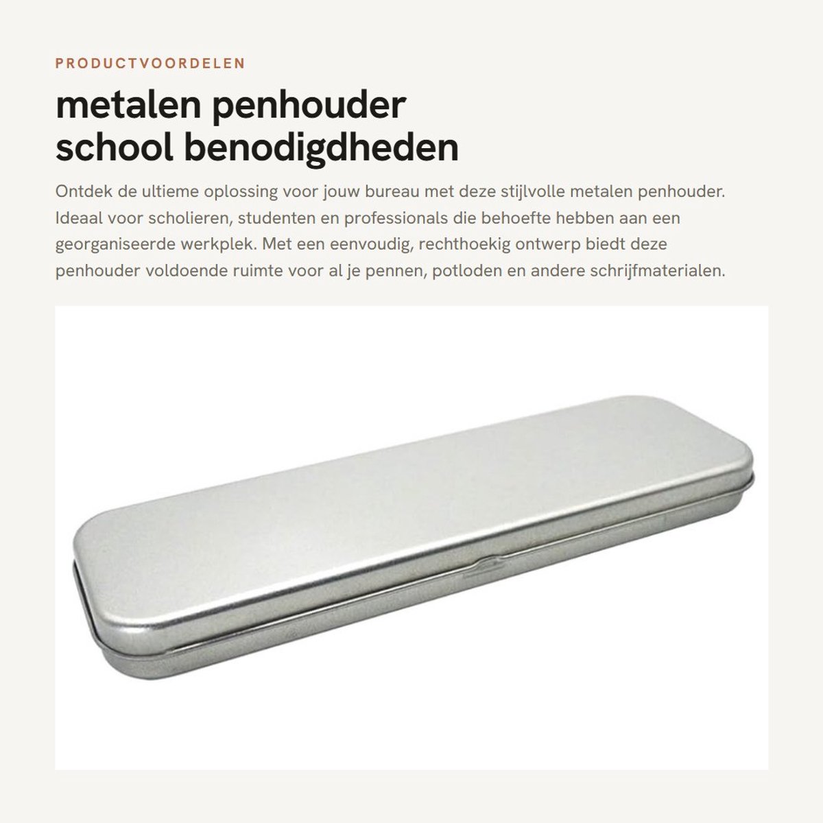 Dailygoods- Pennendoos Enkellaags - Pennenhouder - Opbergdoos - Schoolbenodigdheden - Metalen - 21 x 6 cm - Pennenkoffer