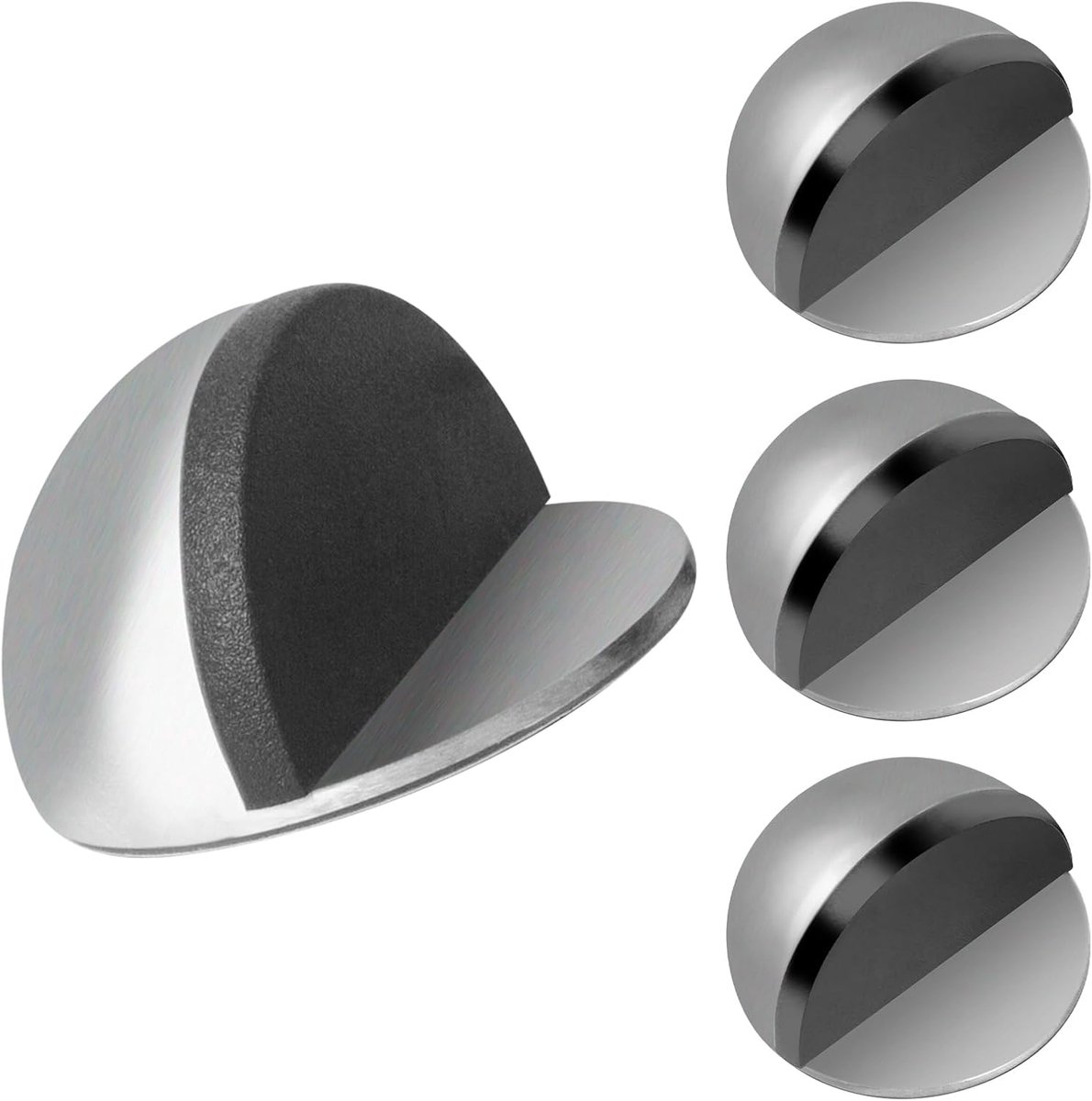 Deurstopper Set - Vloerhouders - Bescherming Muren - Zelfklevend RVS - 4 Stuks - Zilverkleurig