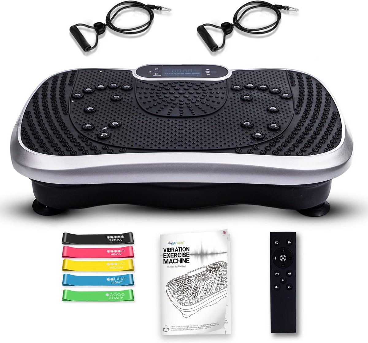 Fitness Trilplaat - Vibratieplatform Kracht - Thuis Lichaam Trainen - 5 Programma's 99 Niveaus - 200 Watt - Zwart