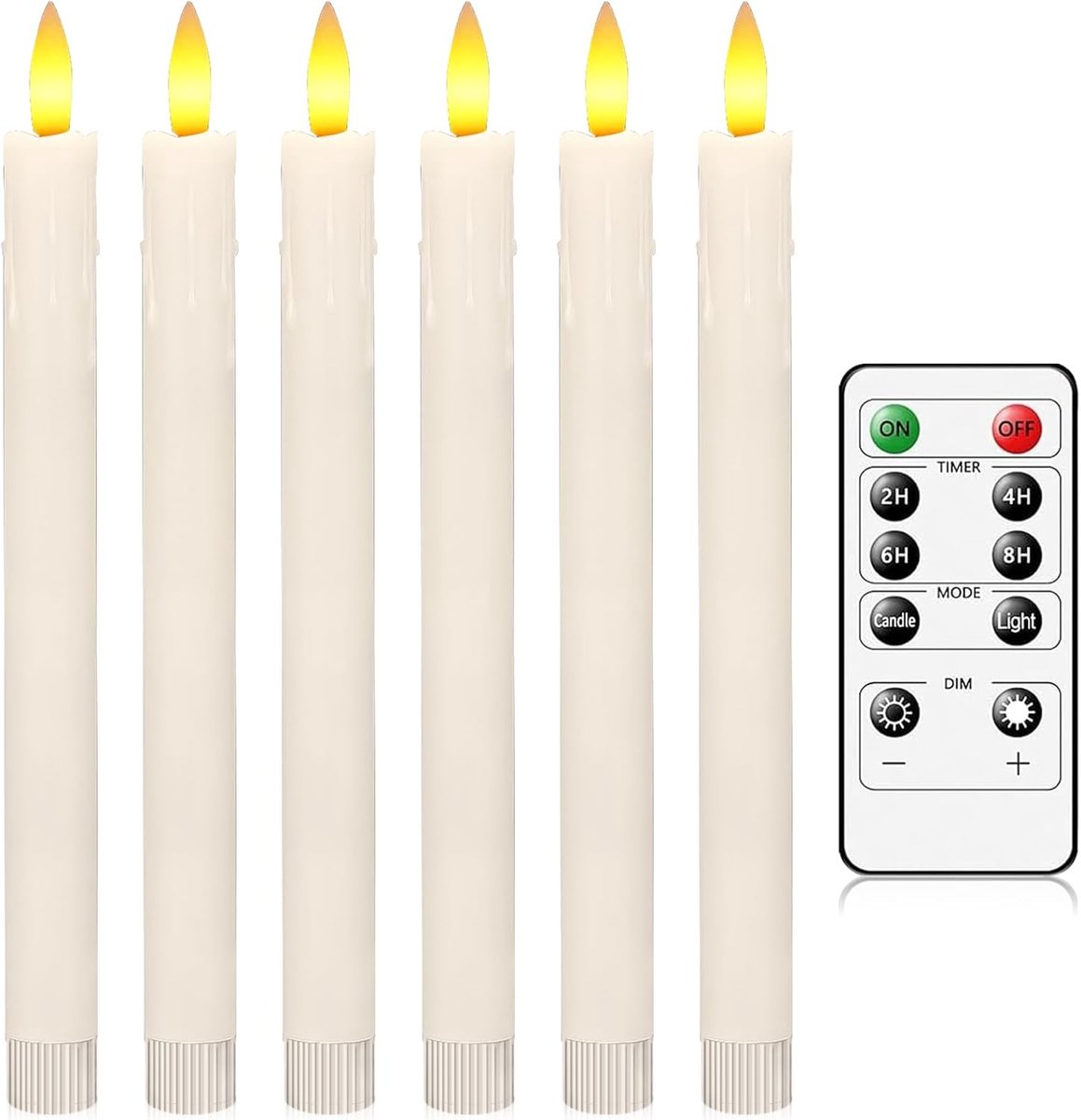 LED Taper Kaarsen - Flikkerende Kaarsen - Sfeer Creëren - Echte Wax - Set van 6 - Ivory Wit