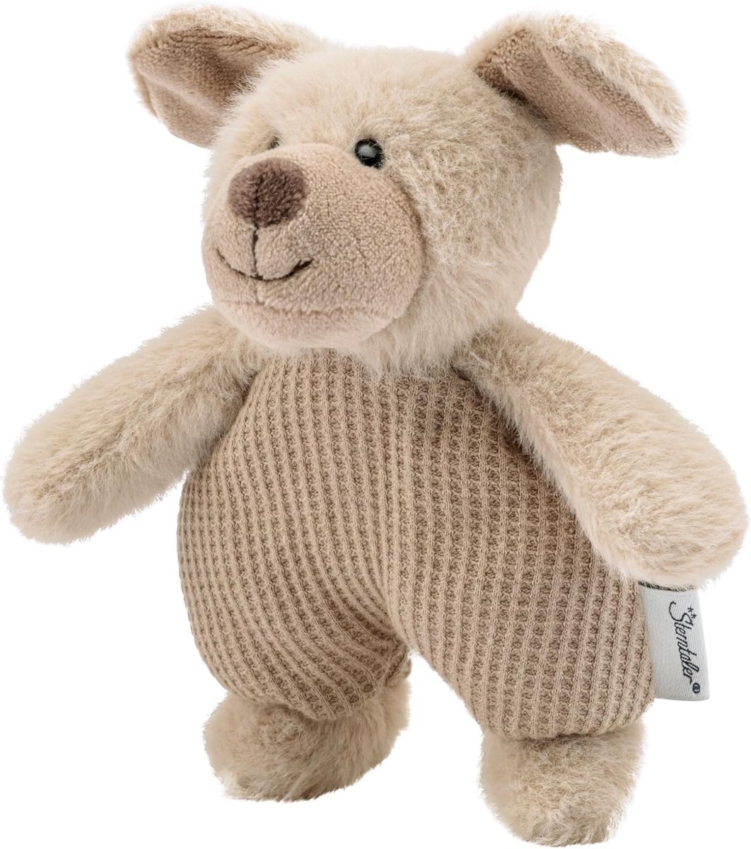 Pluche Hond - Knuffel Rammelaar - Baby Entertainment - Zacht Fleece Materiaal - 19 cm - Meerkleurig