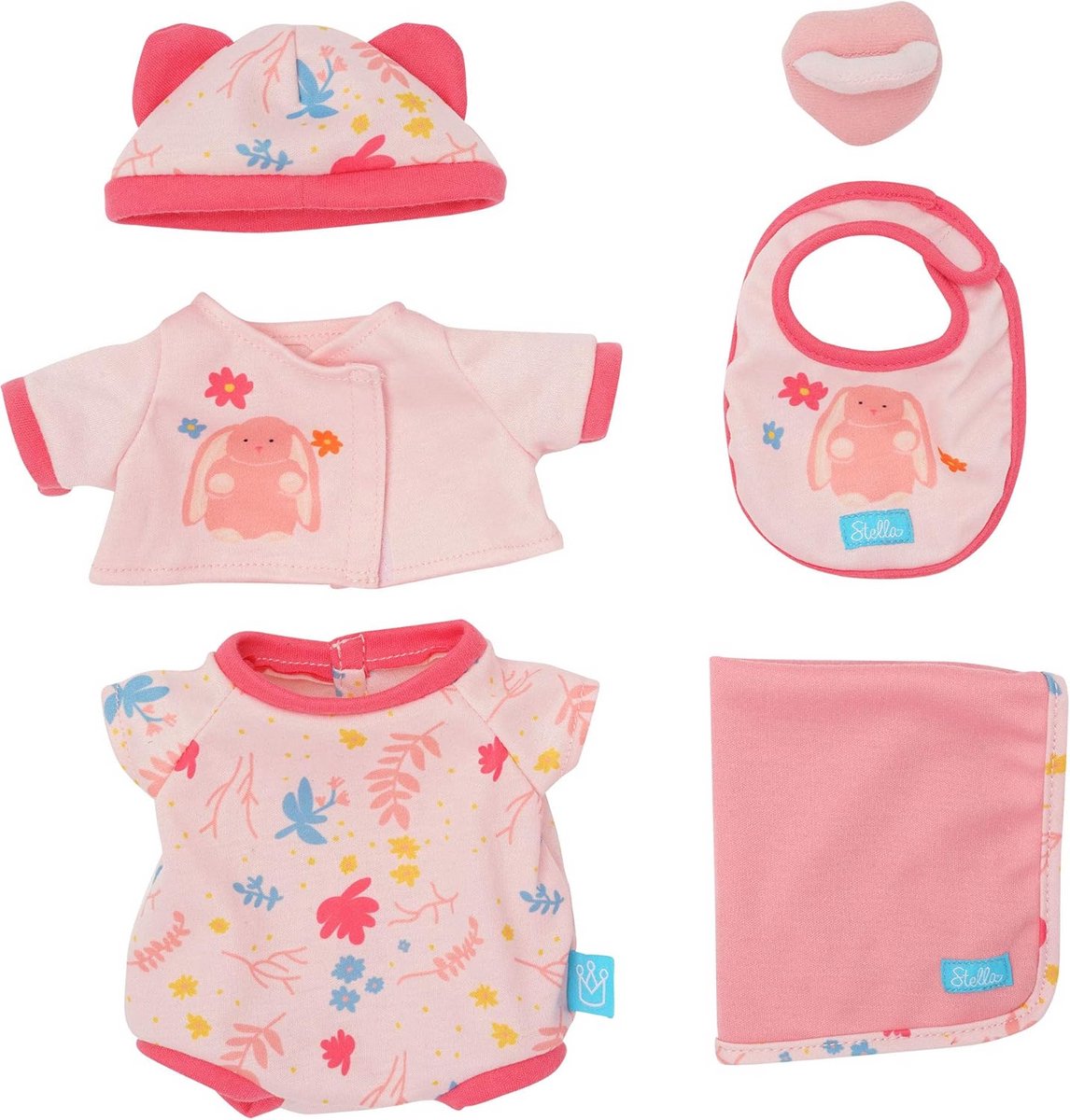 Babypop Kleerset - Poppenkleding - Babyverzorging - Magnetische Fopspeen - 38 cm - Roze