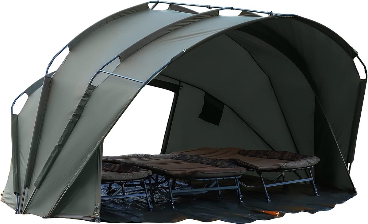 Kampeertent - Bivvy tent - Vissen en kamperen - Snelle opzet - 3.5 persoons - Olijfgroen