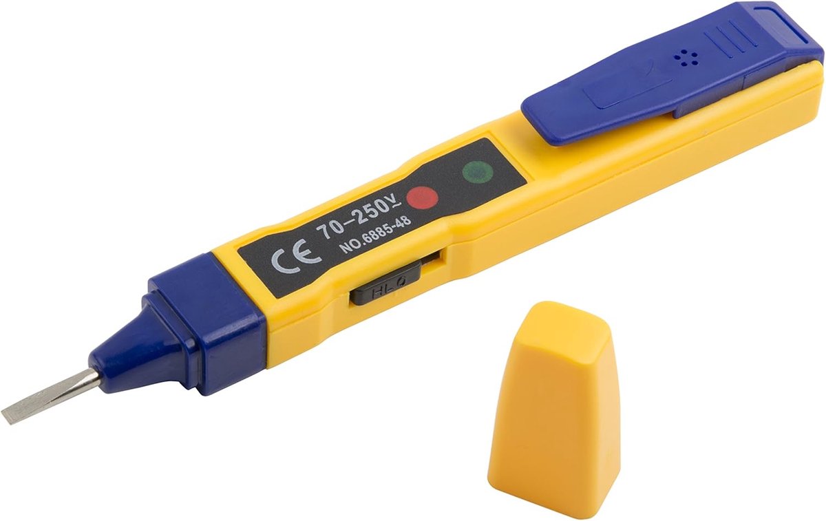 Multitester met detector - Spanningstester - Elektra controleren - 3 functies in 1 - 4 gauge - Geel en Blauw