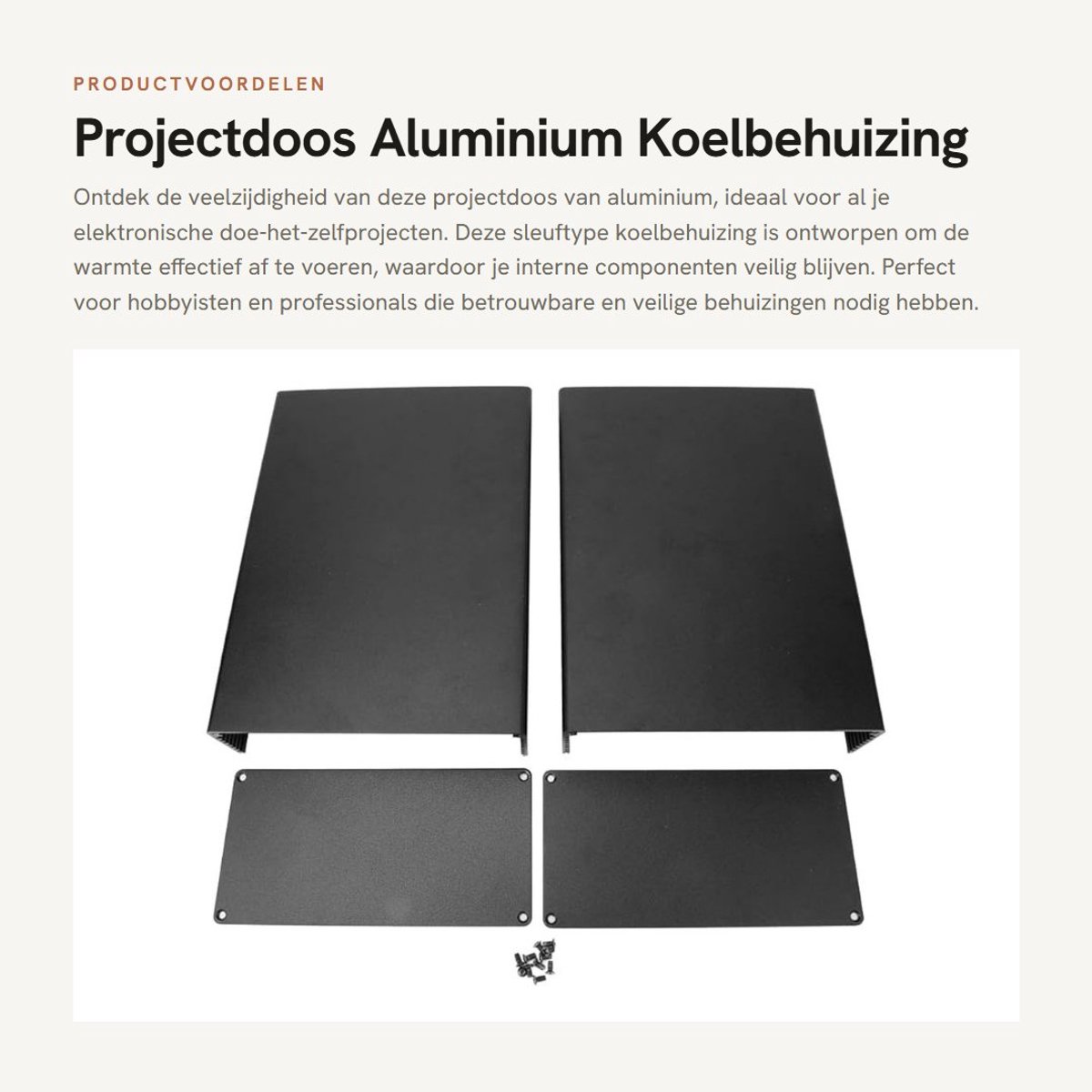 Dailygoods - Projectdoos Aluminium - Koelbehuizing - Warmteafvoer - 80 x 160 x 220 mm - Bedradingsdoos - Geschikt voor Elektronica - Aluminium