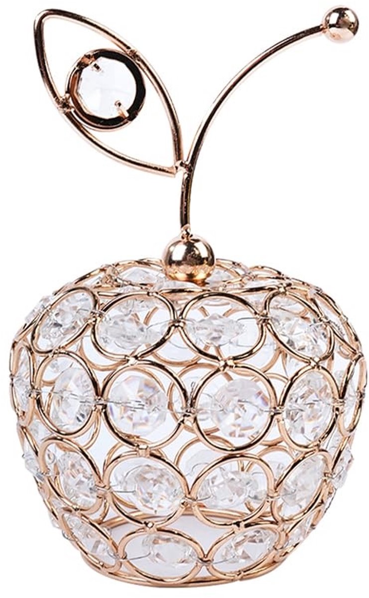 Dailygoods - Glinsterende kristallen appel - Fruitornament - Luxe decoratie - Goud - Kunstmatig fruitsculptuur - Perfect voor bruiloft en verjaardagsf...
