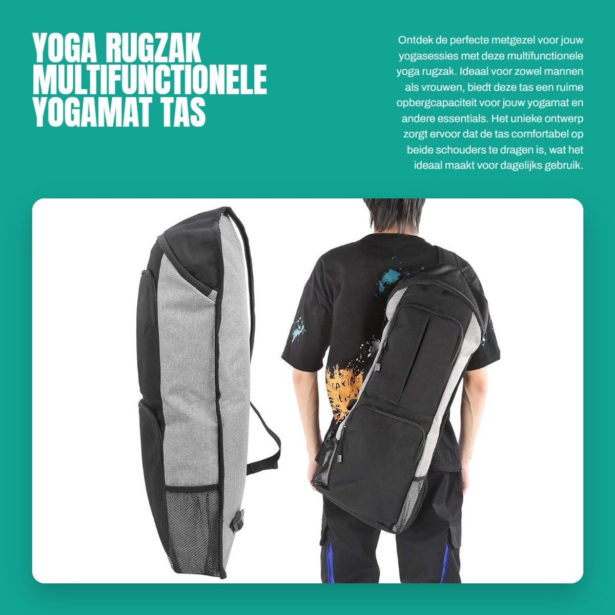 Dailygoods- Yoga Rugzak Lichtgewicht - Multifunctionele Yogatas - Grote Capaciteit - Handtas/Rugzak - Praktisch Ontwerp - Comfortabel Draagbaar