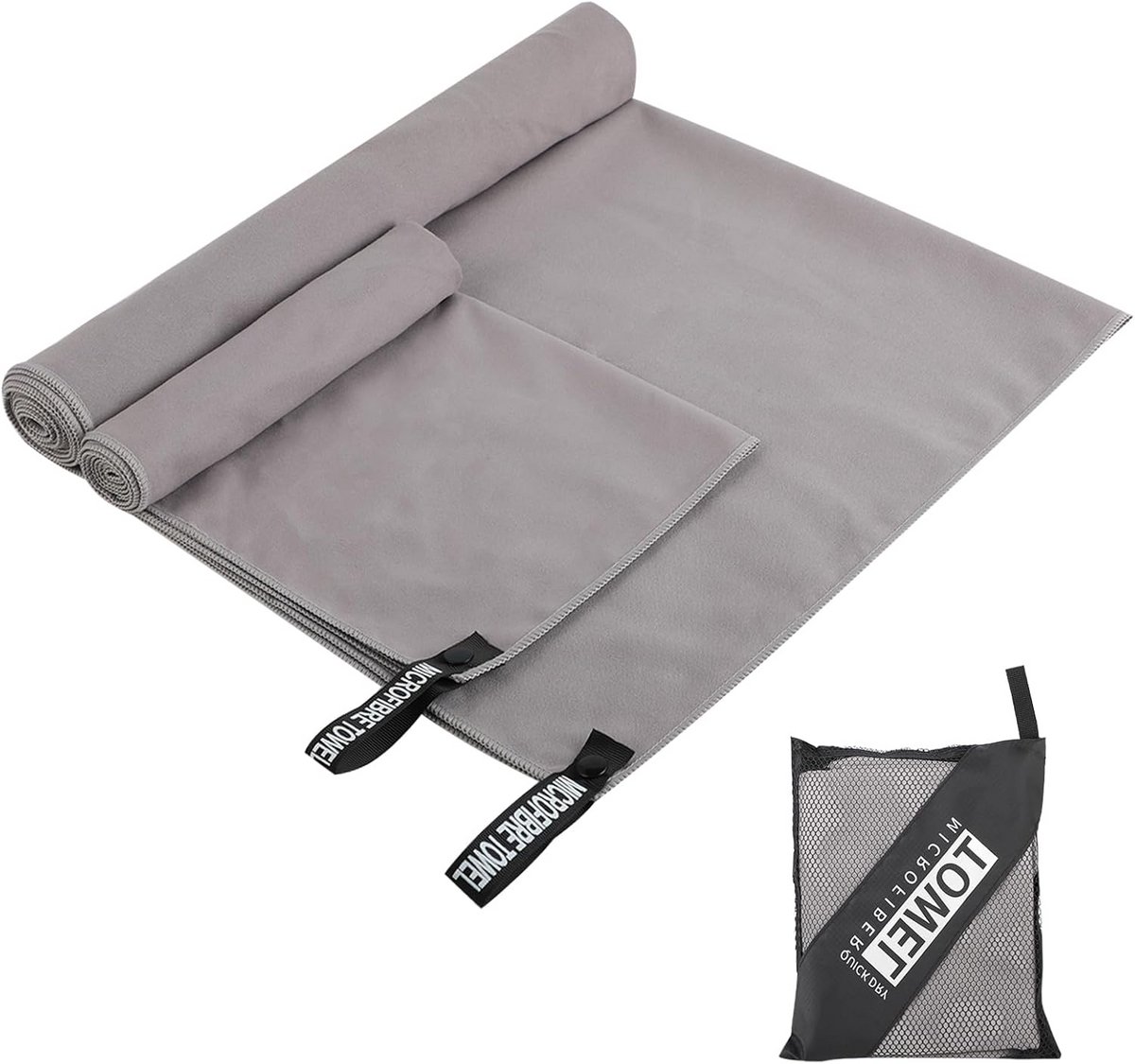 Sport Handdoeken - Microvezel Set - Outdoor Activiteiten - Sneldrogend Absorberend - Set van 2 - Grijs