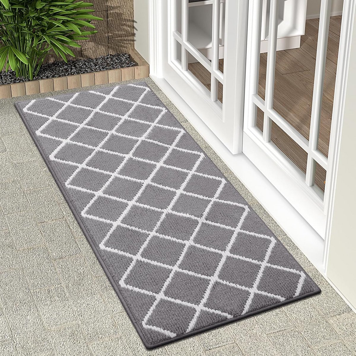 Binnendeurmat - Vloermat - Vuil Vangen - Antislip Rubber - 91 x 60 cm - Grijs