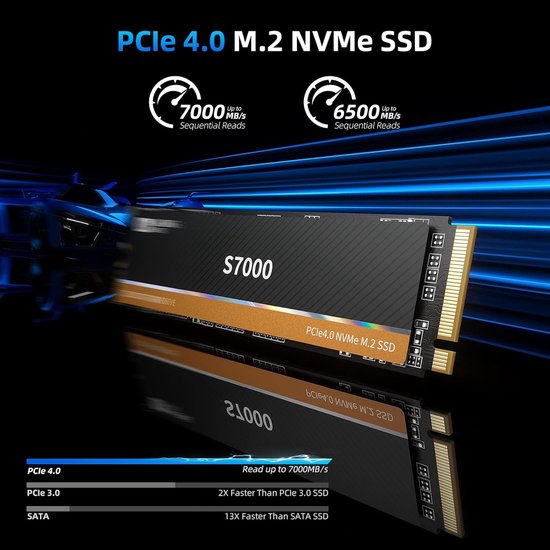 Interne SSD - Harde Schijf - Gaming en Werk - PCIe Gen4 NVMe Snelheid - 1TB - Zwart — afbeelding 3