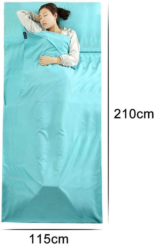 Slaapzak Liner - Reis Slaapzak - Hygiënisch Slapen - Met Knopen - 210 x 115 cm - Groen — afbeelding 5