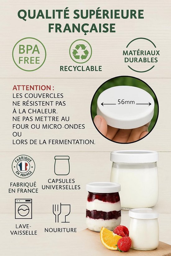 Yoghurtpotten Glas - Bewaren Potjes - Zelf Maken - Inclusief Deksel - 143 ML - Transparant — afbeelding 5