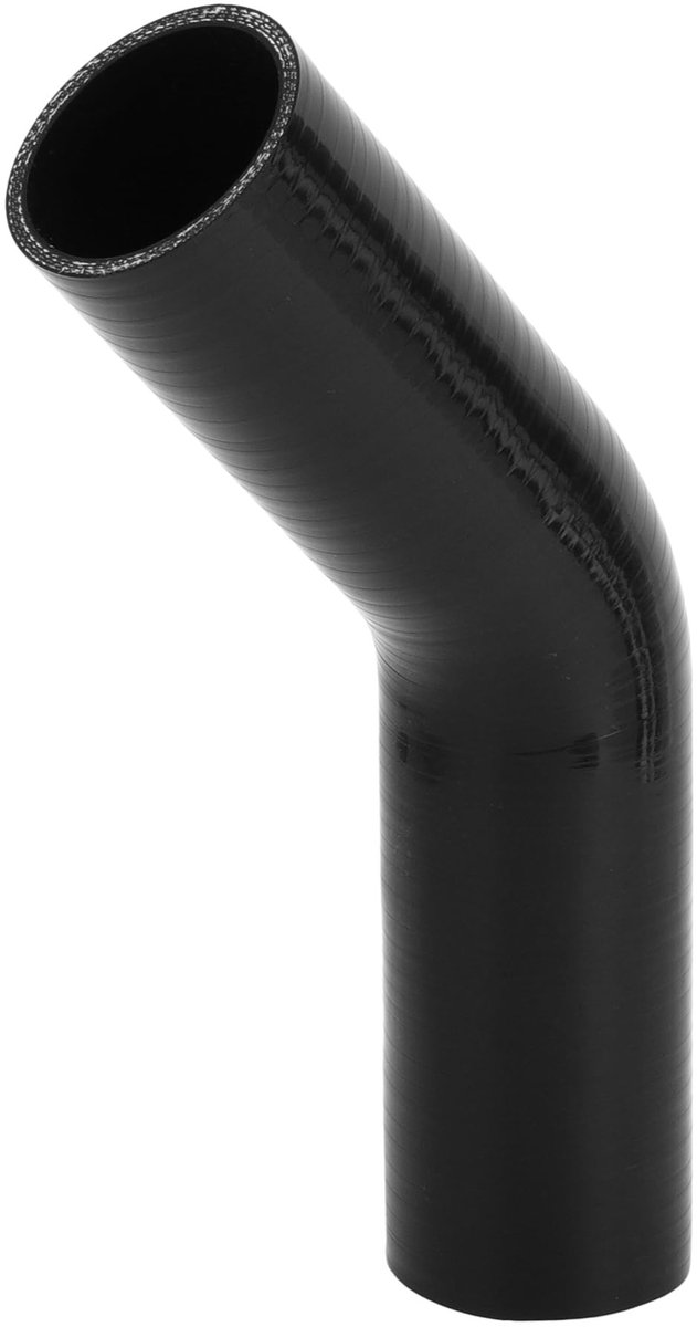 Dailygoods- Koelslang 57mm Binnendiameter - 150mm Lengte - 45 Graden - Silicone Slang - Zwart - Hoge Temperatuur Bestendig - Siliconenslang