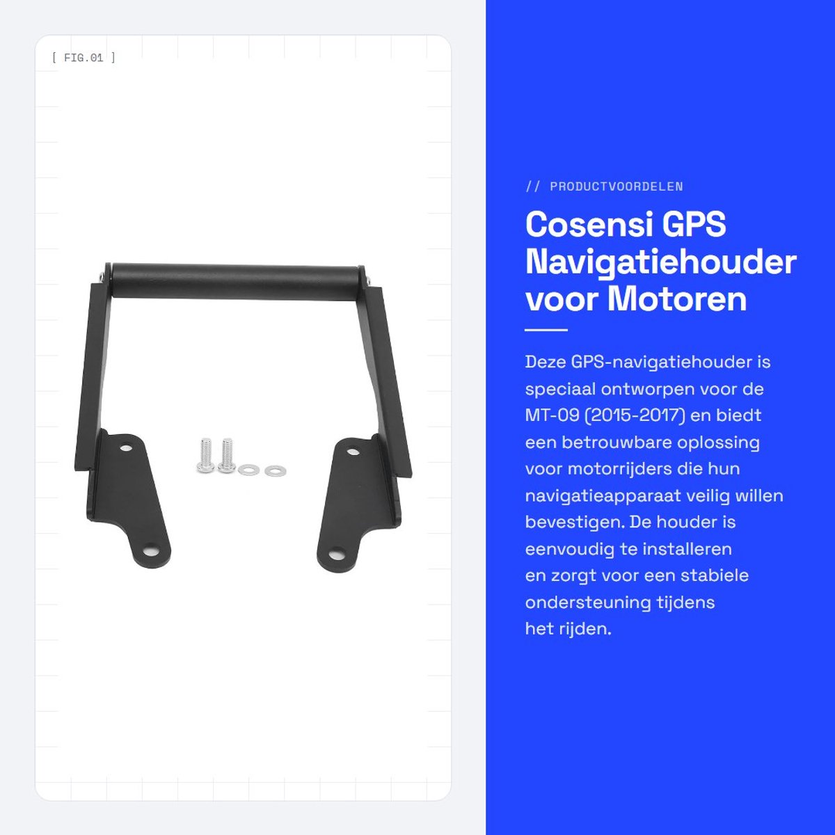 Dailygoods- Navigatiehouder vervanging MT-09 900 2015-2017 - CNC-gefreesd aluminium - Stevige houder - Ondersteuning GIVI-onderdelen - Duurzaam - Geschikt voor smartphonehouder - Motorfiets Houder