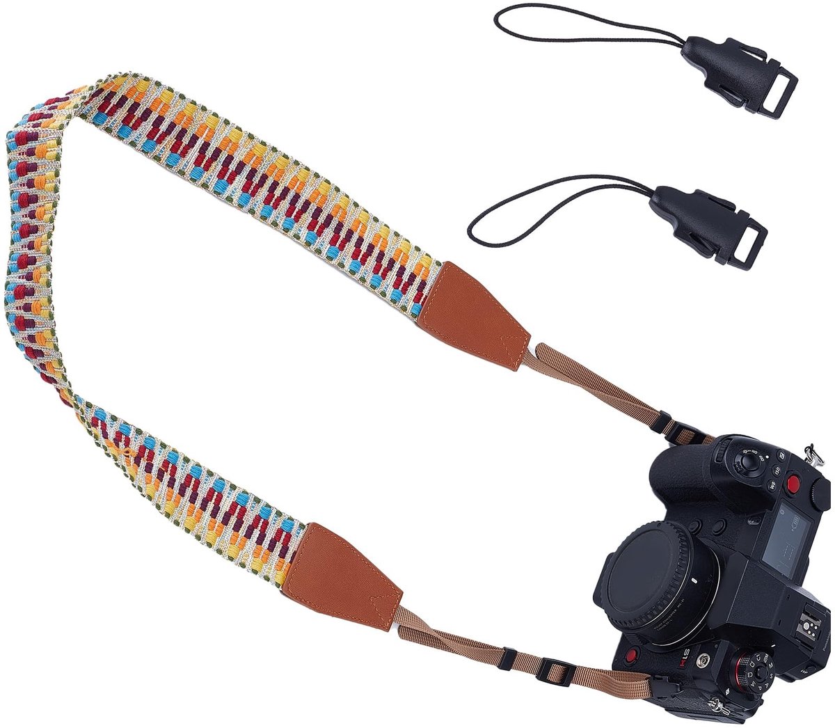 Dailygoods- Camerariem verstelbaar - Etnische stijl - Snelsluitgesp - Veelkleurig - Polyester/PU - Comfortabele schouderriem - Camera Strap
