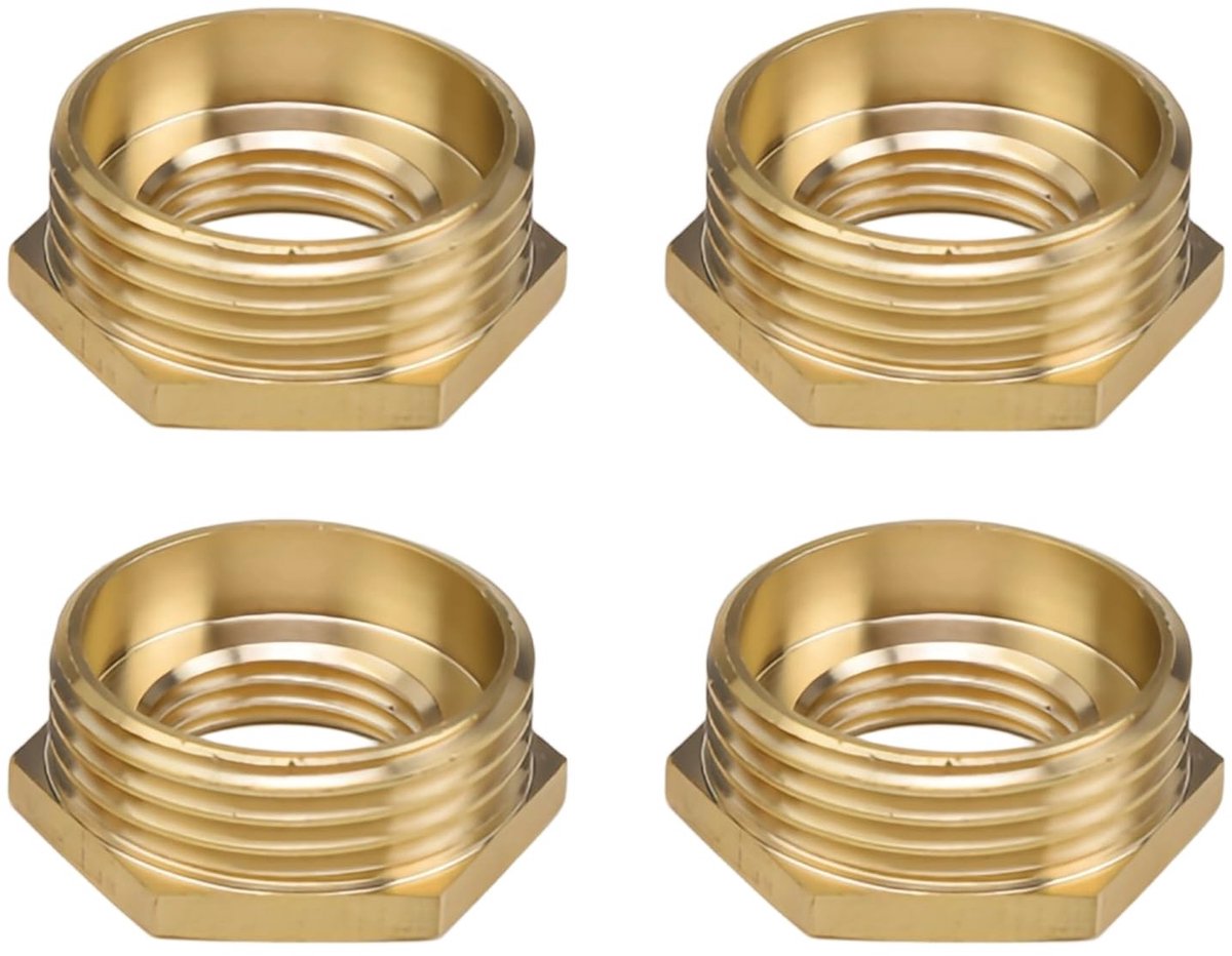 Dailygoods- Verloopnippel 1 inch naar 1/2 inch - 4 stuks - Messing - Buitendraad/Binnendraad - Betrouwbare afdichtverbinding - Lange levensduur - Fitting