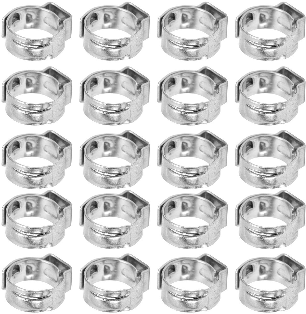 Dailygoods- Slangklem 20 Stuks - Roestvrij Staal - Verstelbare Klemmen - Dubbele Draad - Industrieel/huishoudelijk - Voorkomt beknelling