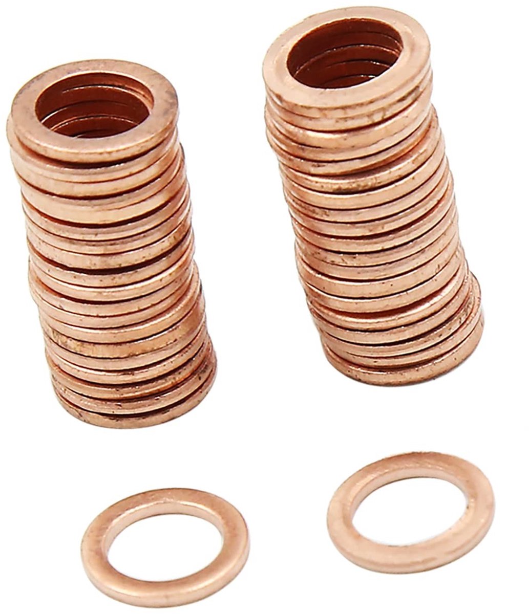 Dailygoods - Koperen sluitringen - Platte afdichtringen - 7 mm binnen diameter - Voor elektrische verbindingen - Set van 40 stuks - Geschikt voor huis...