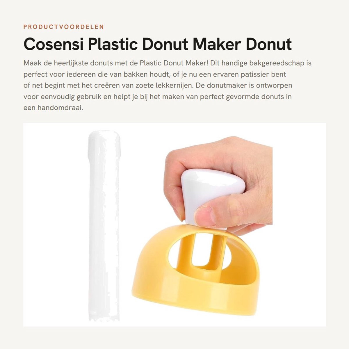 Dailygoods- Donut Maker - 8x8cm - PP-kunststof - Bakgereedschap - DIY Donuts - Inclusief Tang - Nieuw - Donutvorm
