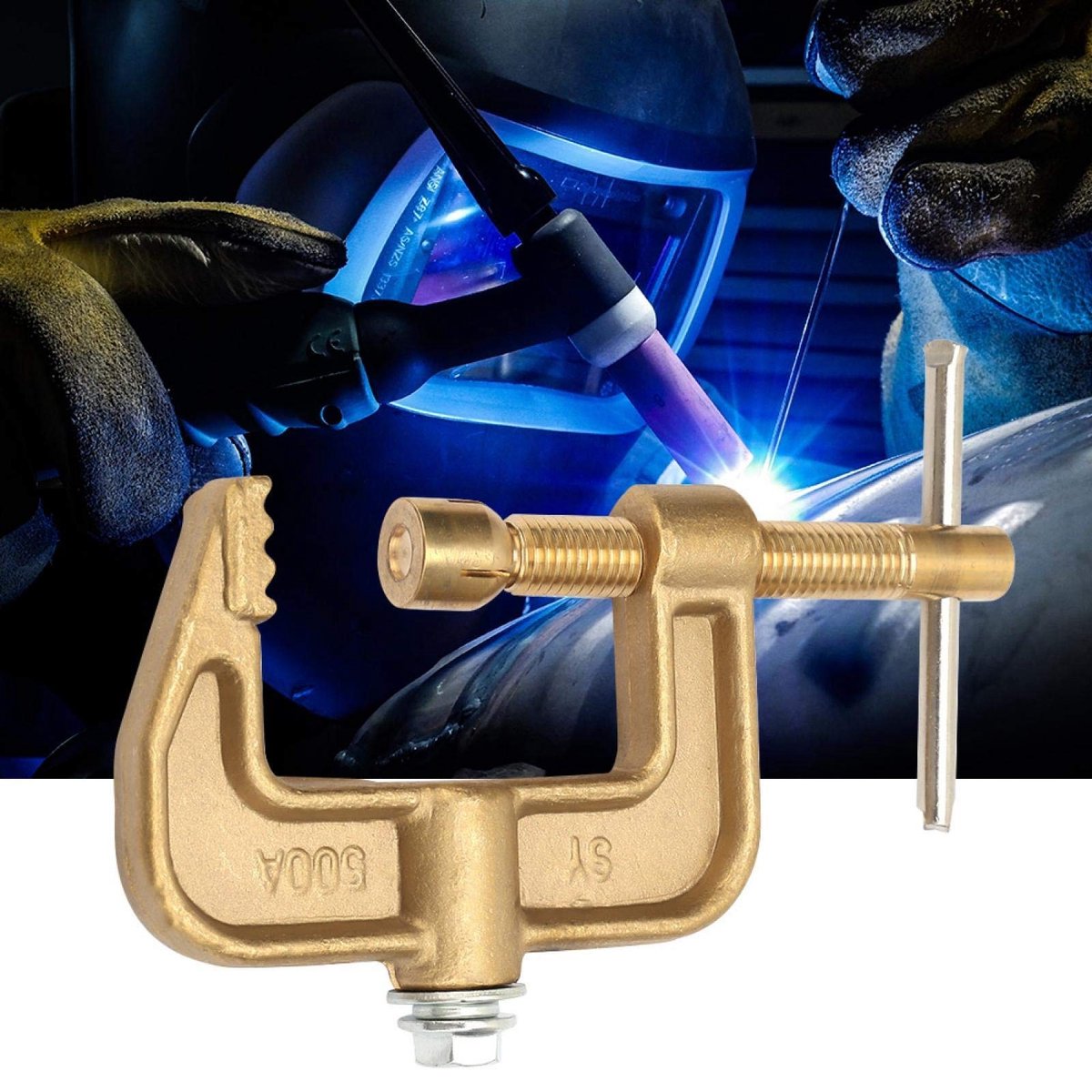 Dailygoods- Aarde Klem G-Vorm - Messing Materiaal - 500A Capaciteit - Schokbestendig - Veelzijdig Gebruik - Lange Levensduur - Las Klem