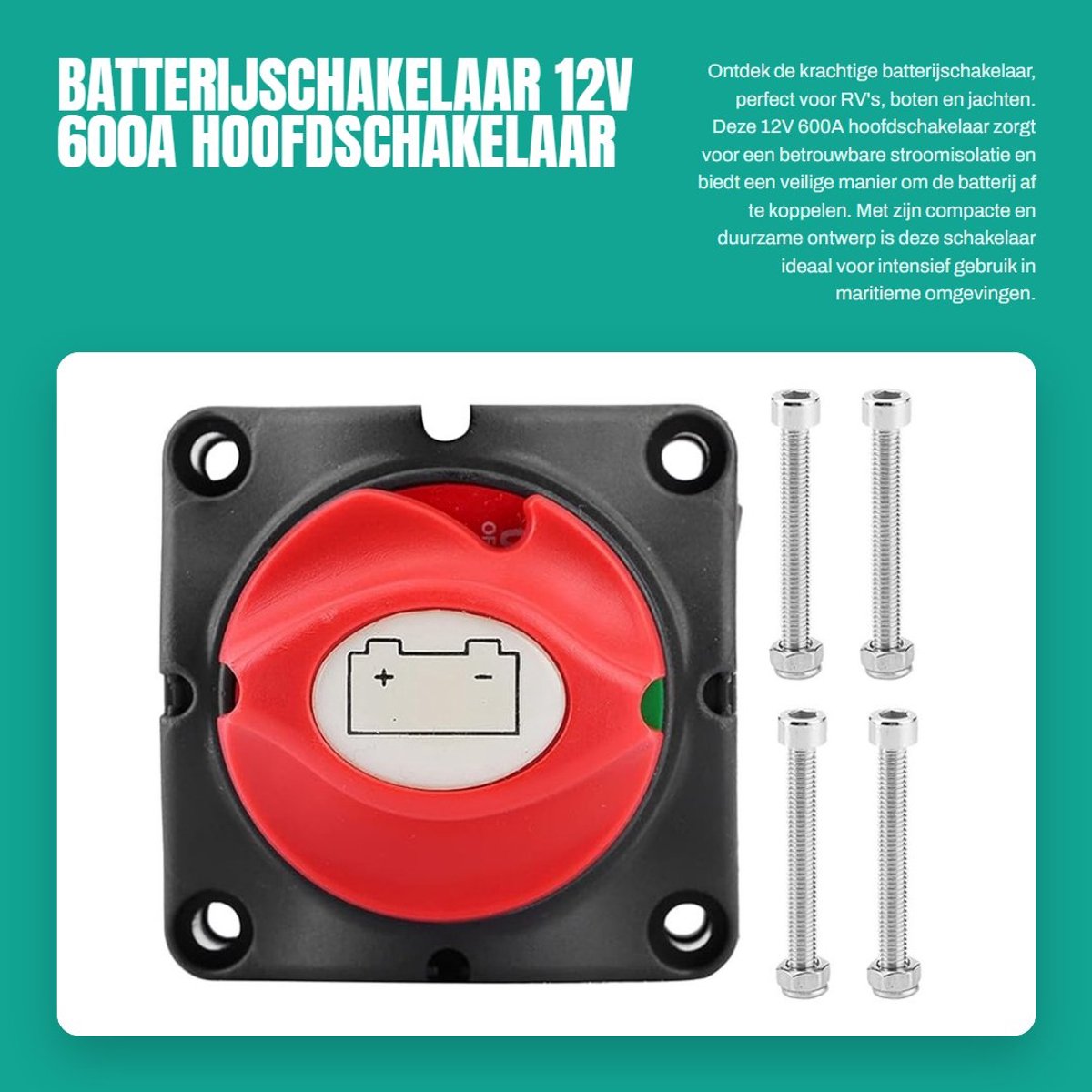 Dailygoods - Batterijschakelaar - 12V 600A - Hoofdschakelaar voor continue stroomisolatie - Compact formaat - Geschikt voor RV en Marine - Ideaal voor...