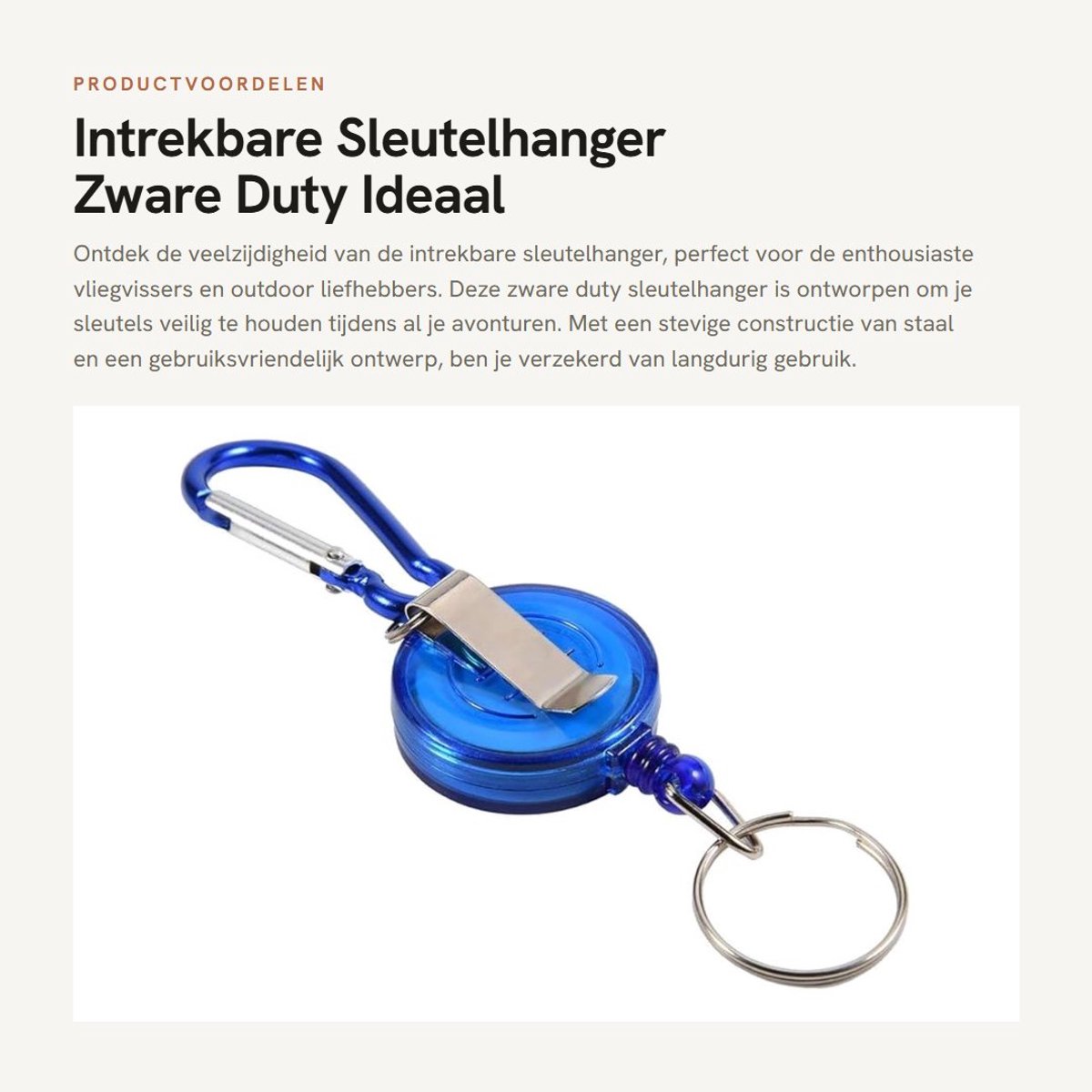 Dailygoods- Sleutelhanger Intrekbaar - 3 Stuks - Zware Duty - Nylon Koord - Metalen Beugel - 75 cm Lengte - Lichtgewicht - Reel