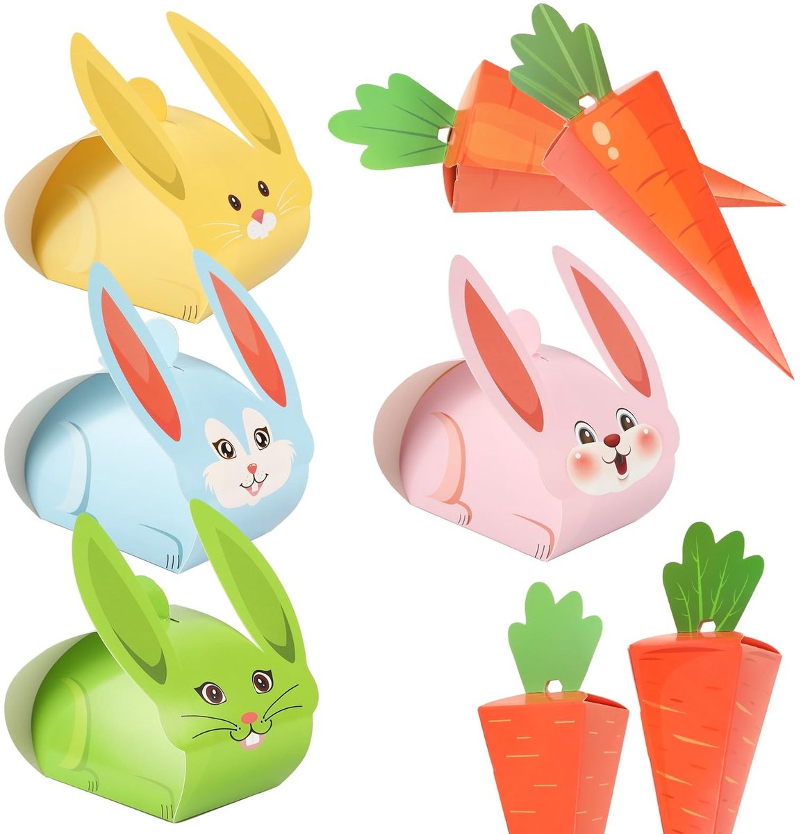 Dailygoods- Voedseldoos 16PCS - Cadeaudozen met Deksel - Paasthema - Konijnen/Wortel Motieven - Feestdecoratie - Geschikt voor Snoep/Geschenken