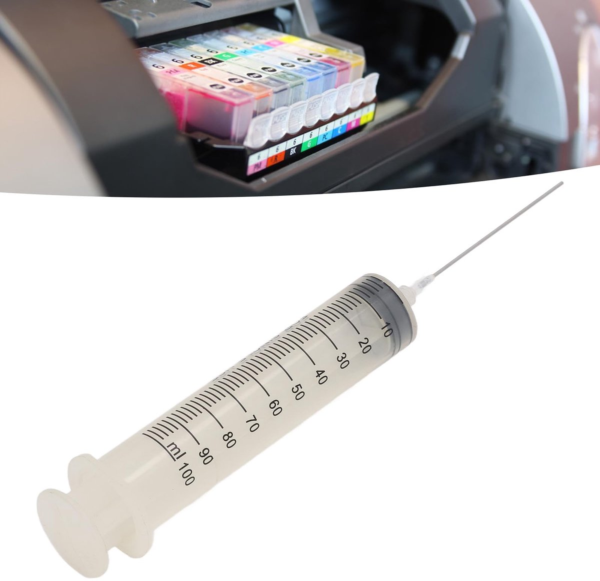 Dailygoods- Inktspuit 100 Ml - Herbruikbare Inktspuit - Anticorrosief - 10 Cm Naald - Set - Voor Printers - Spuit