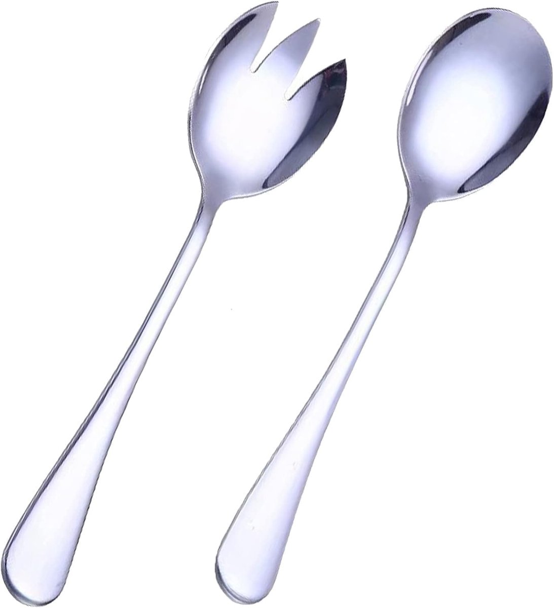 Dailygoods- Saladebestek Elegante Design - Slalepel/Saladevork - Roestvrij Staal - Set van 2 - Geschikt voor Feestjes/Buffet - Perfect Cadeau - Serveerbestek