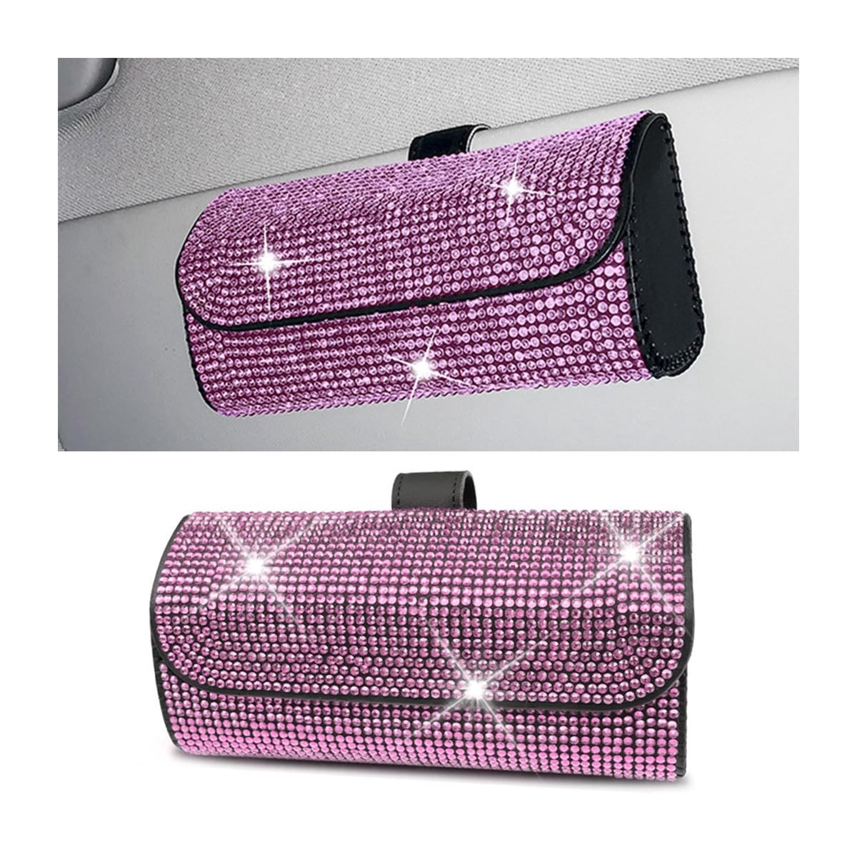 Dailygoods- Brillenkoker - Hard Case voor Zonnebril - Brillenhouder Autozonneklep - Microfiber Leer - Elegant Design - 16,5x5x7cm - 1 Stuk - Zonnebrilhouder