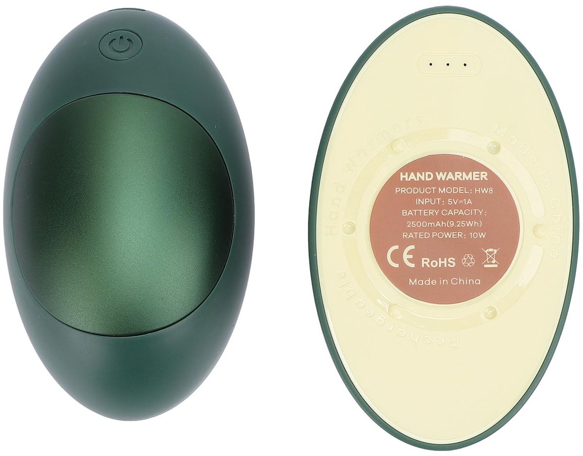 Dailygoods - Elektrische Handwarmer - Oplaadbare Power Bank - 3 Niveaus Verwarming - Avocado Vorm - Ideaal voor Winter - Comfortabel en Handig - Gesch...