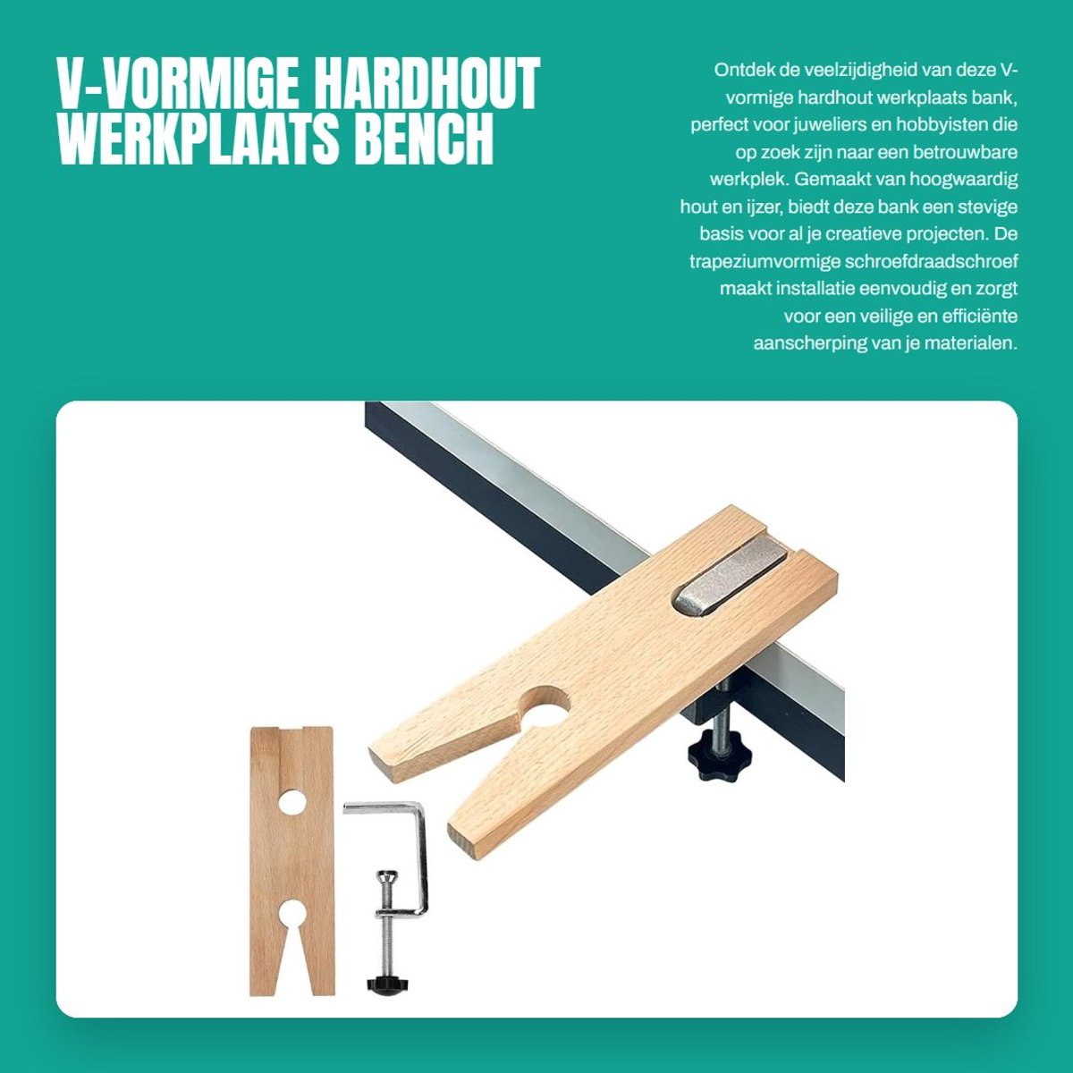 Dailygoods- Juweliersbank V-vormig - Hoogwaardig Hout/IJzer - Duurzaam - Professioneel Gereedschap - Mobiel - Eenvoudige Montage - Werkbank
